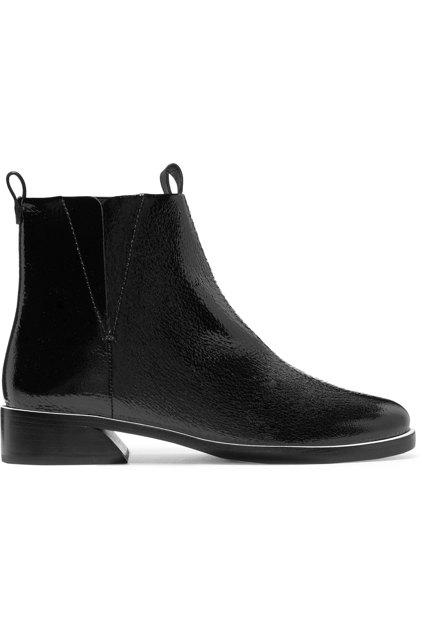 MERCEDES CASTILLO Xandra Patent Textured-leather Ankle Boots in Black - Lyst