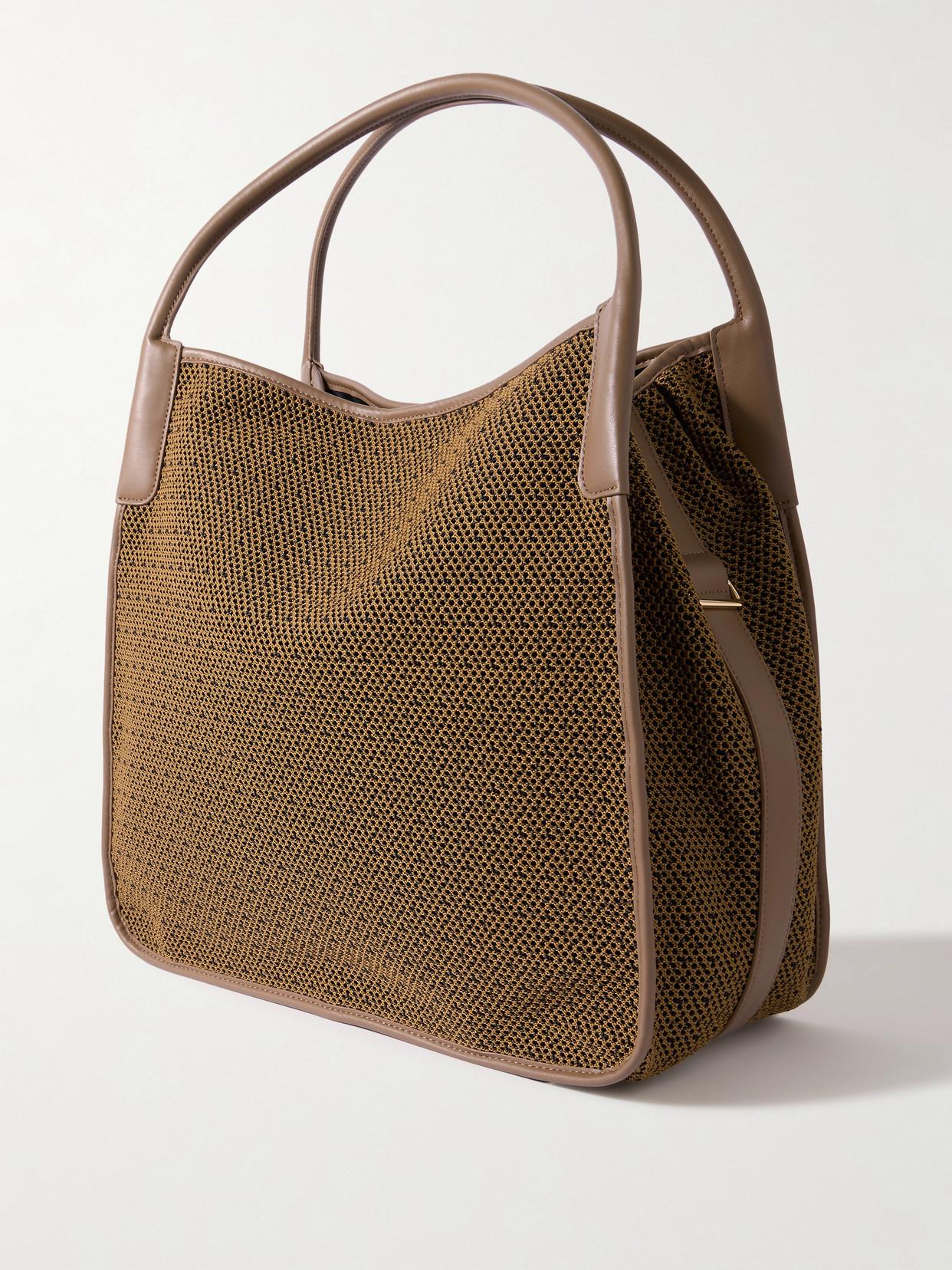 25SS new/Max Mara フレダフェイクラフィアトート Bag Brown Max Mara Freda Leather-Trimmed Faux Raffia Tote in Brown | Lyst