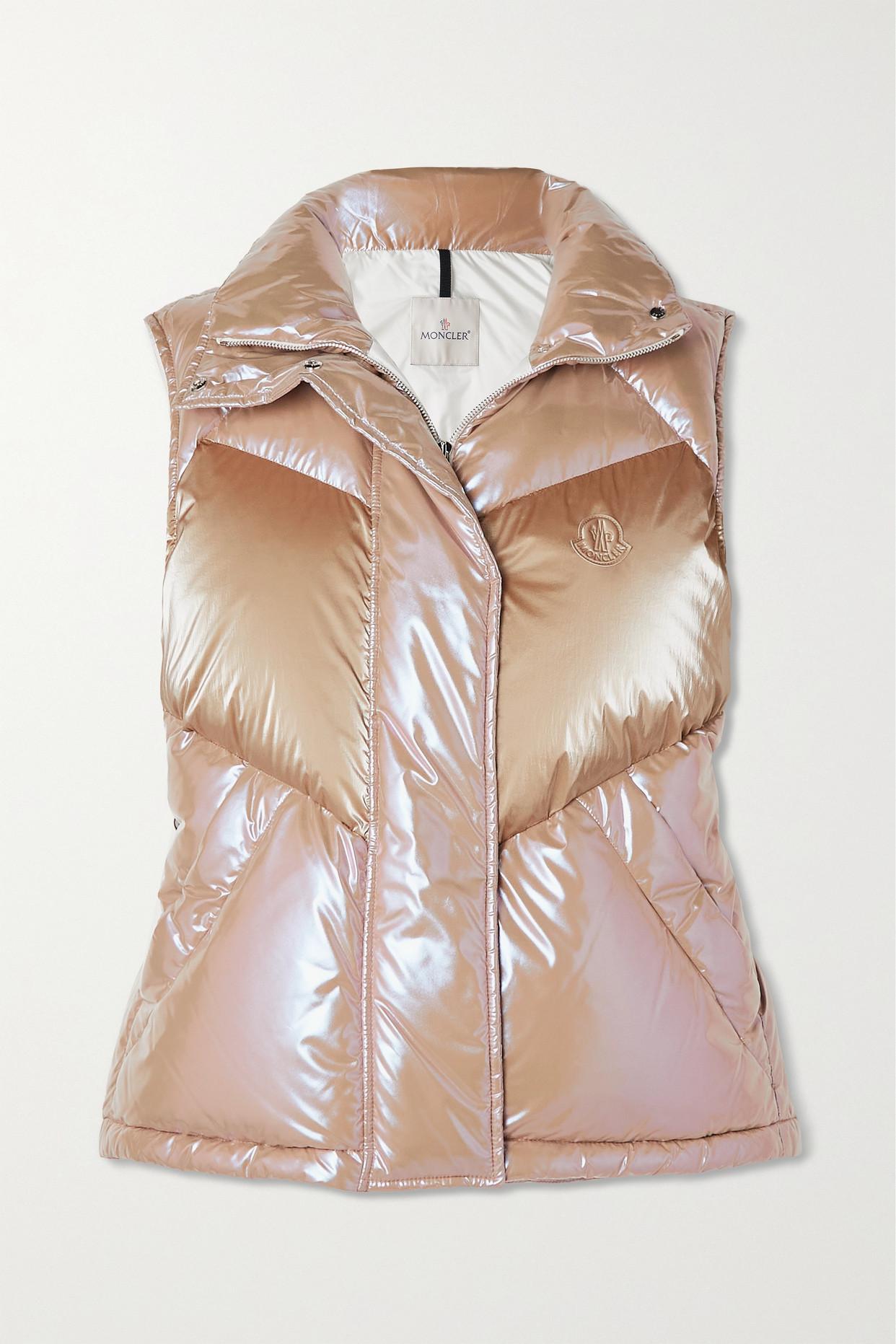 Moncler Faucille Quilted Metallic Shell Down Vest in Pink | Lyst