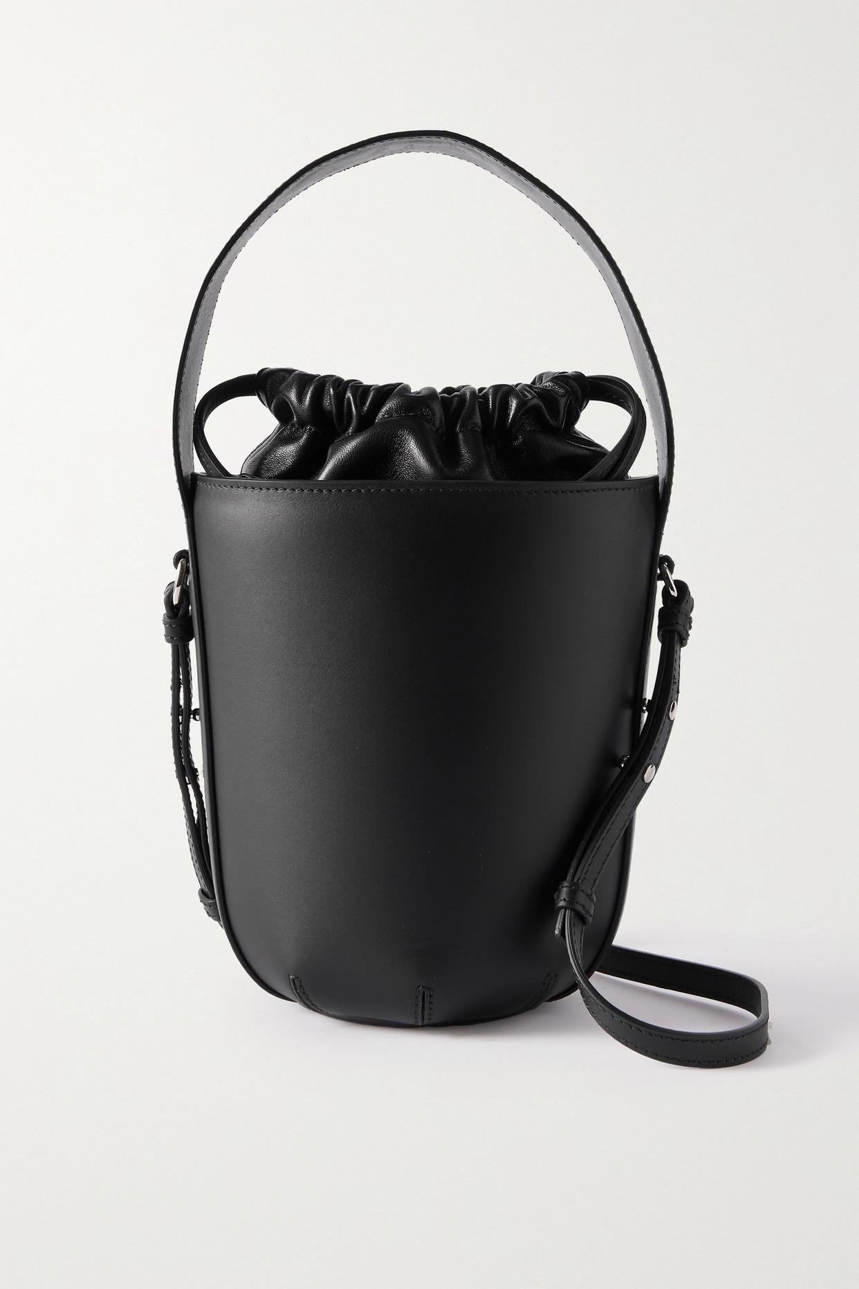 Chloé Sense Embroidered Leather Bucket Bag in Black | Lyst