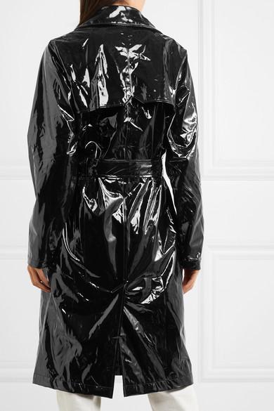 Rains Glossed-pu Trench Coat in Black - Lyst