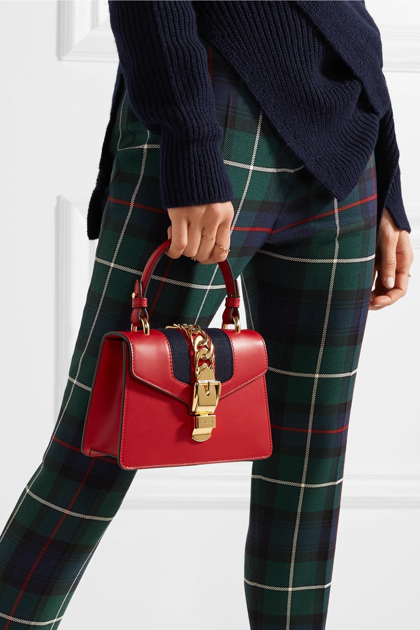 Gucci Red Leather Small Sylvie Bag Canvas with Gold Hardware – Sellier