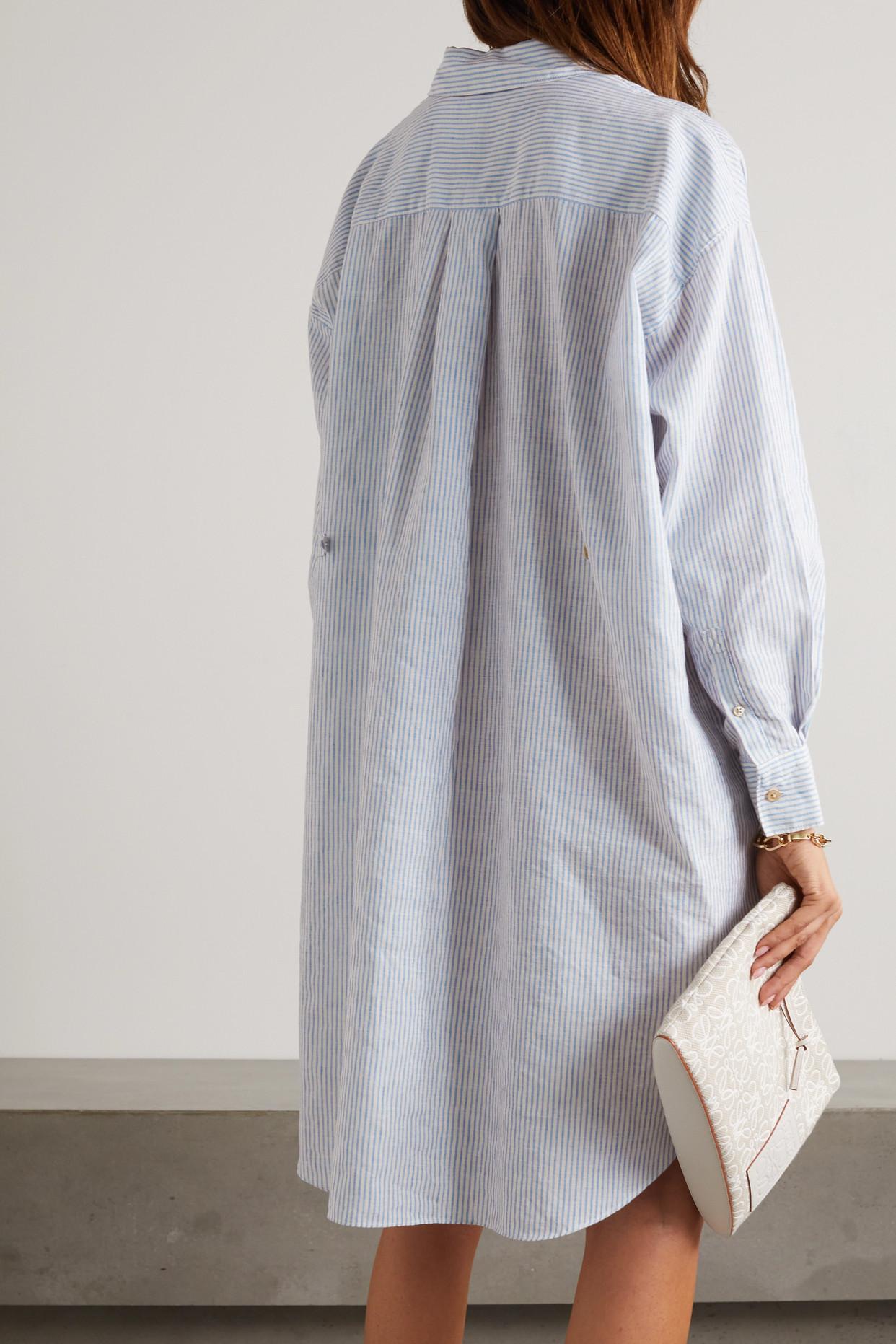 Étoile Isabel Marant Seen Gathered Striped Cotton And Linen-blend Shirt  Dress in Blue | Lyst