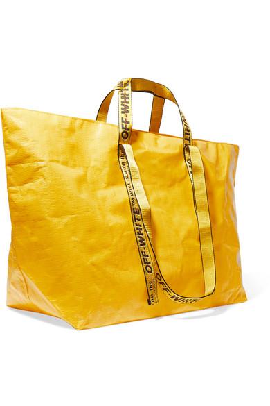 OFF-WHITE Arrows Tote Bag Yellow Black in Polyethylene with Silver-tone - US