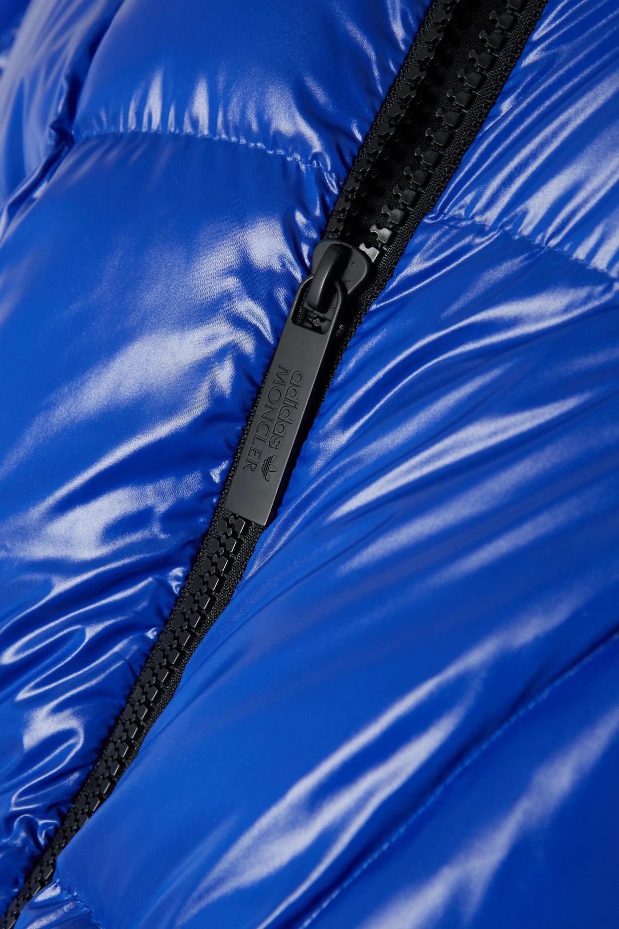 Moncler Genius + Adidas Originals Chambery Hooded Jersey-trimmed  Glossed-shell Down Jacket in Blue | Lyst