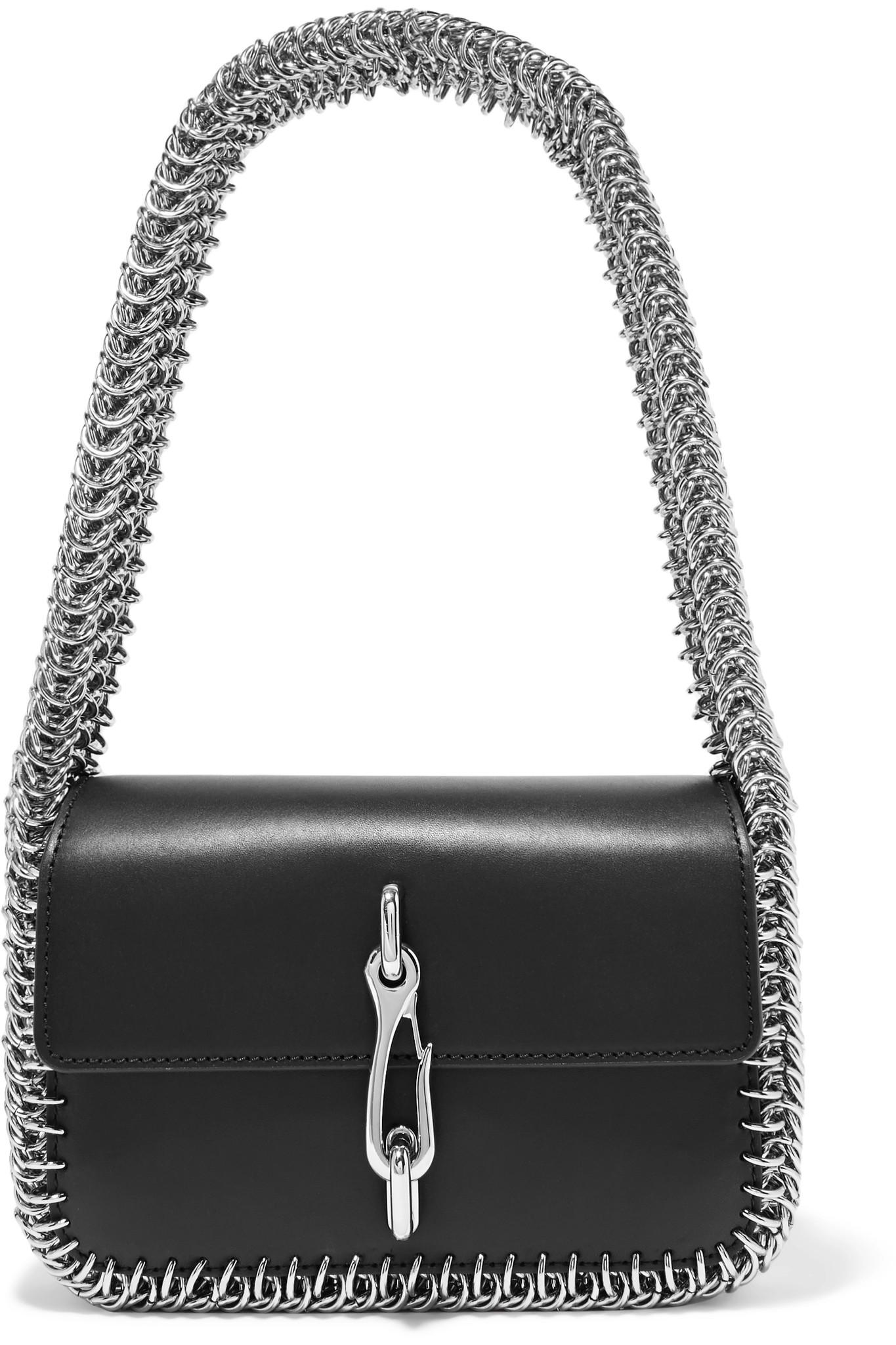 Alexander Wang Hook Small Chain-trimmed Leather Shoulder Bag in Black | Lyst