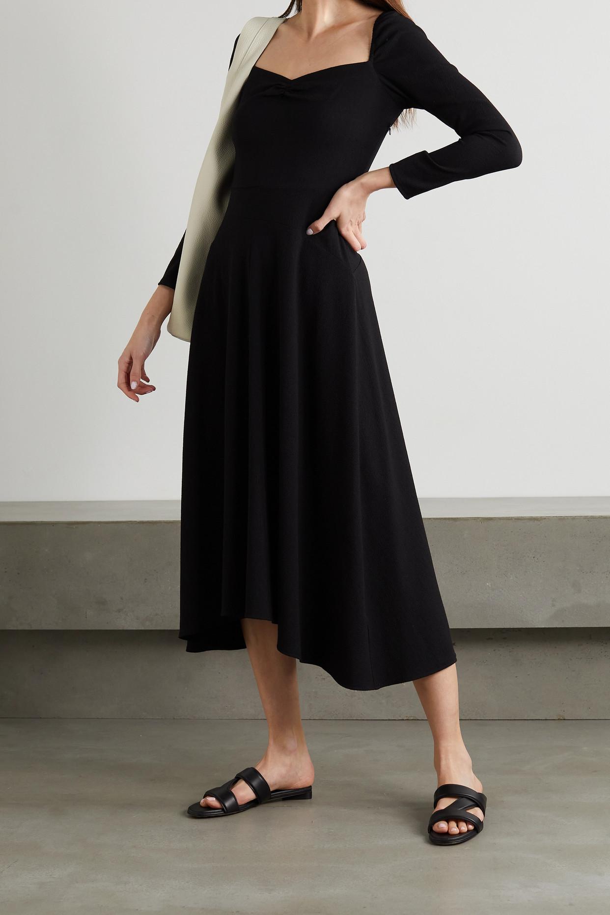 Vince Ruched Textured Crepe Midi Dress 