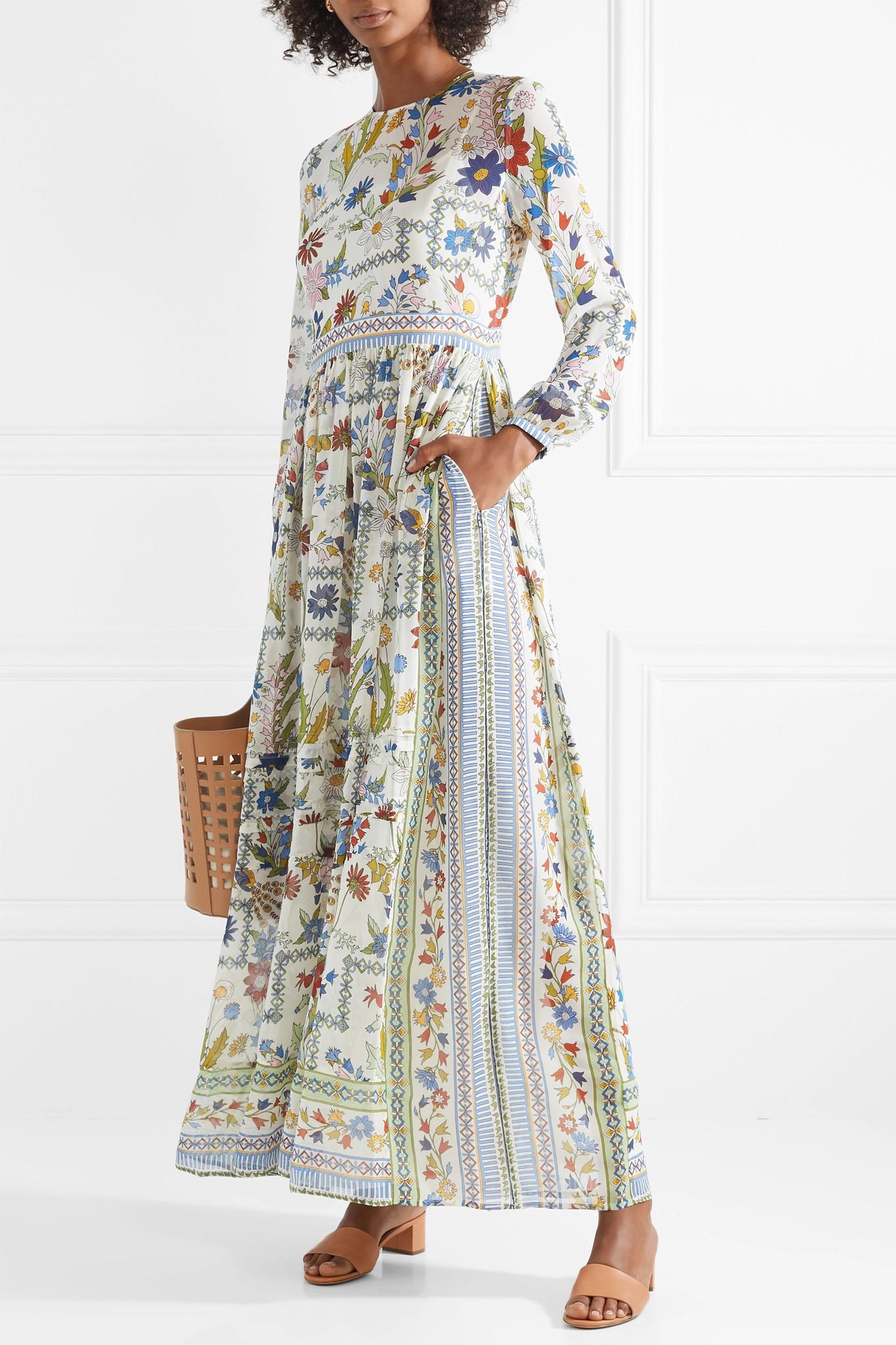 Tory Burch Remi Printed Silk-georgette Maxi Dress - Lyst
