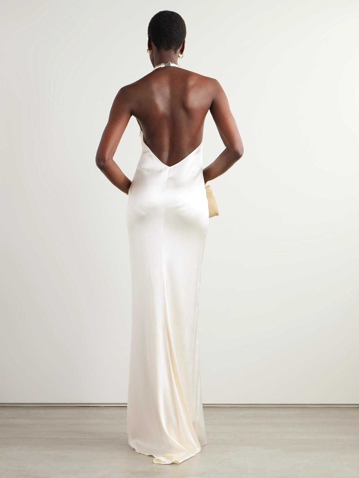 ralph lauren white halter dress Cladwell Open-Back Satin Halterneck Gown in DAY1Eid2022COLLECTION