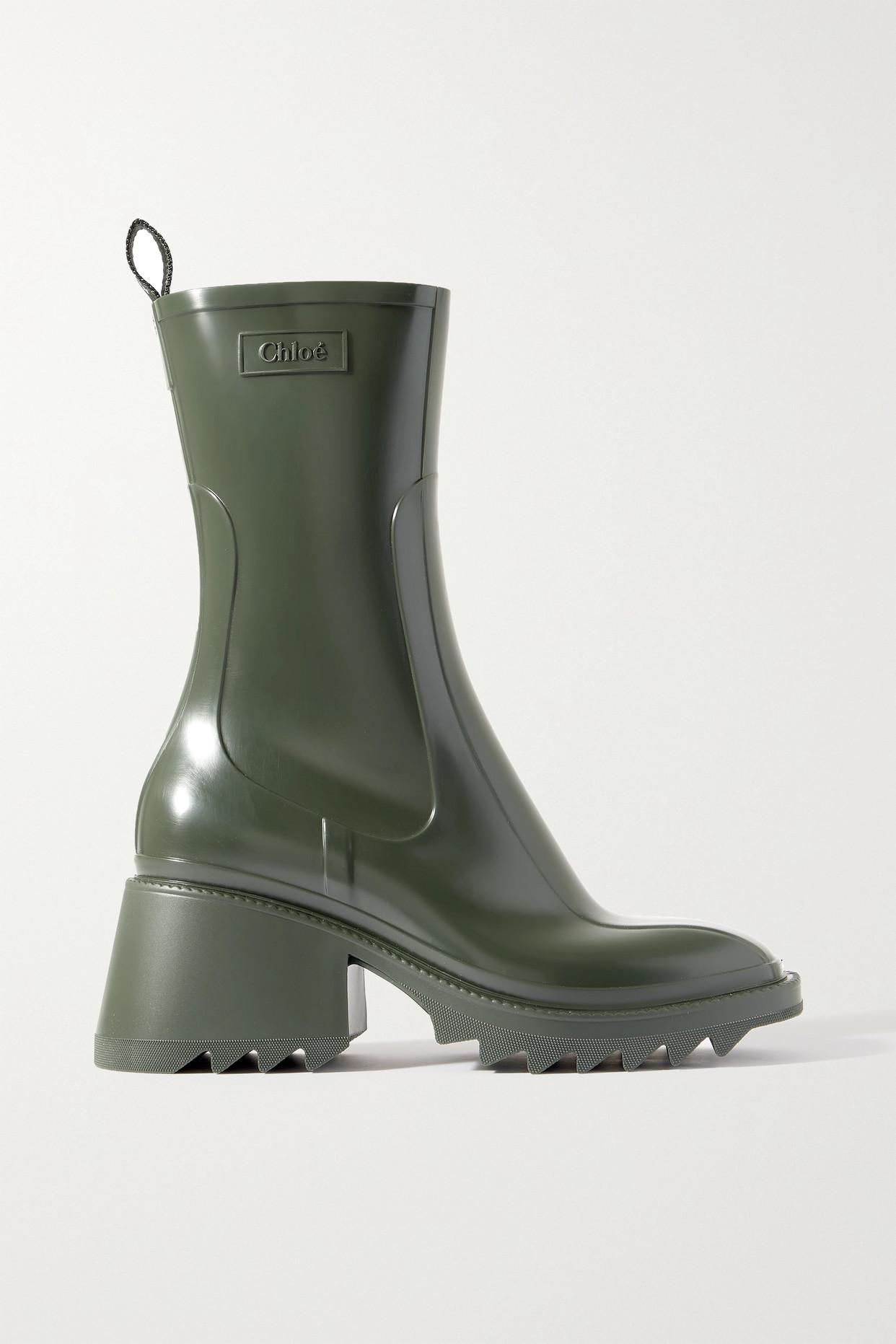 Chloé Betty Logoembossed Rubber Boots in Green Lyst Canada