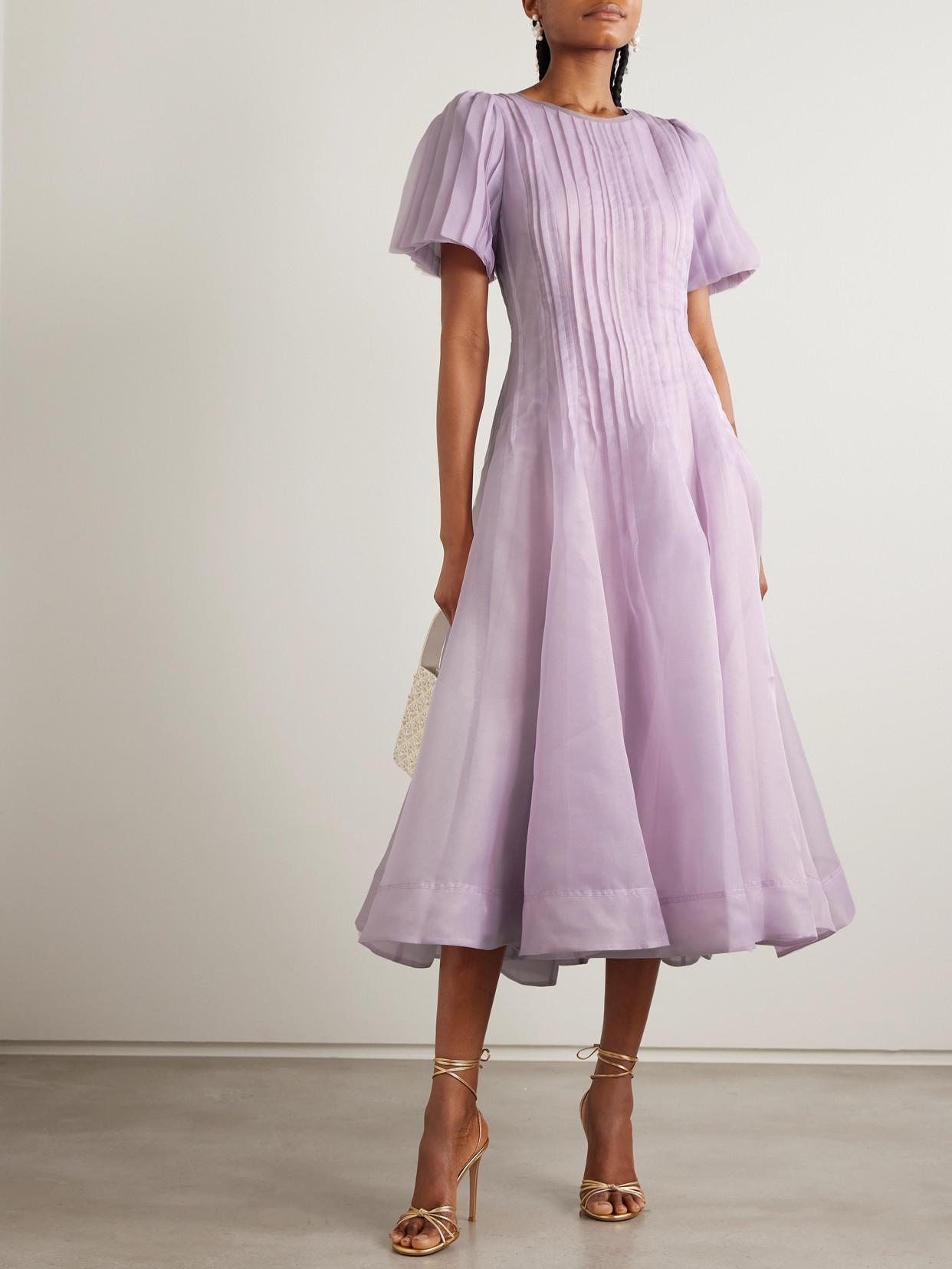 nova pleated midi dress aje Nova Pleated Midi Dress-LILAC / 6