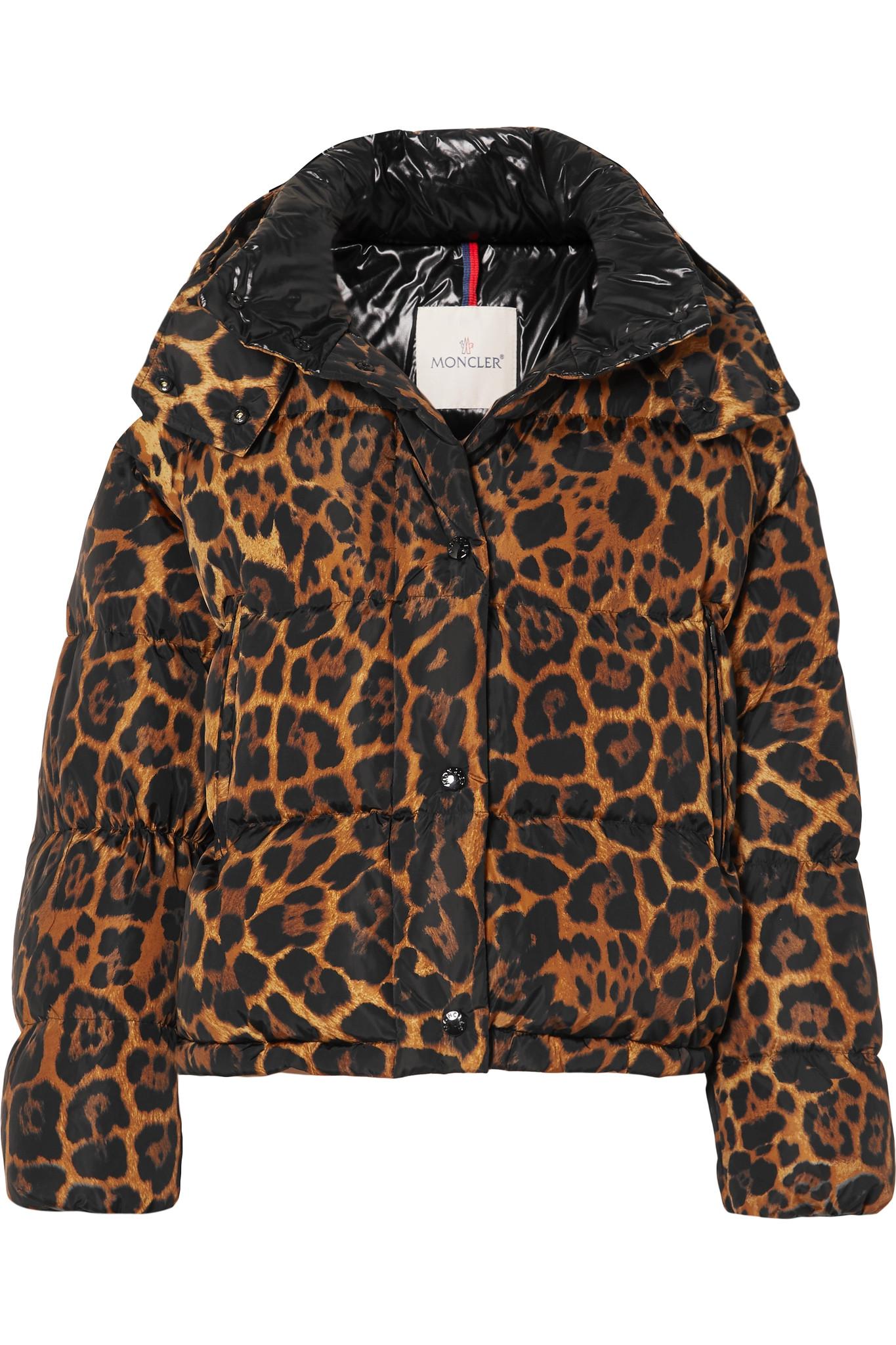 Moncler Leopard-print Quilted Shell Down Jacket in Brown | Lyst