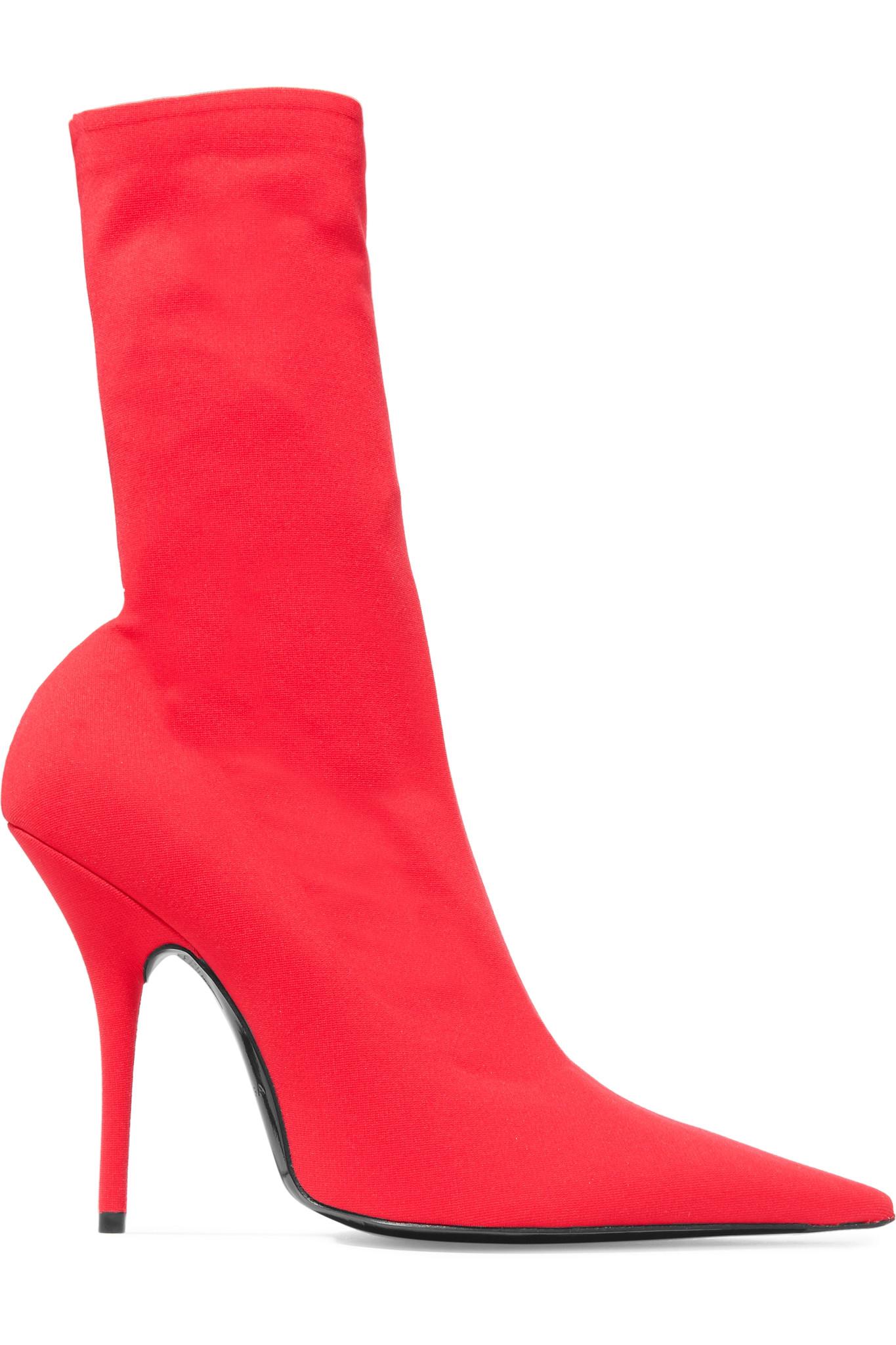 red stretch ankle boots