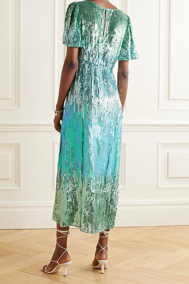 RIXO London Venus Sequined Chiffon Midi 