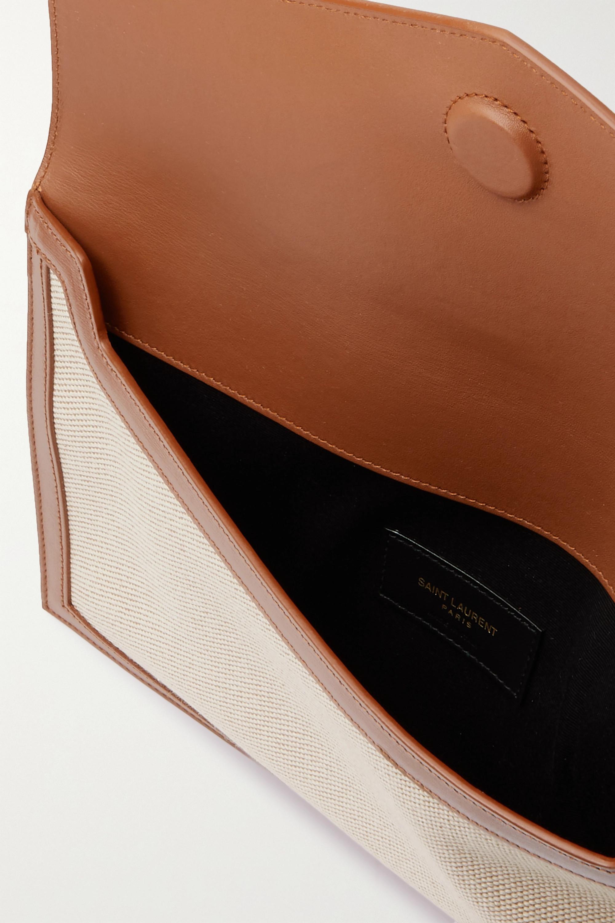 Saint Laurent Uptown Textured-leather Pouch - Beige - One Size