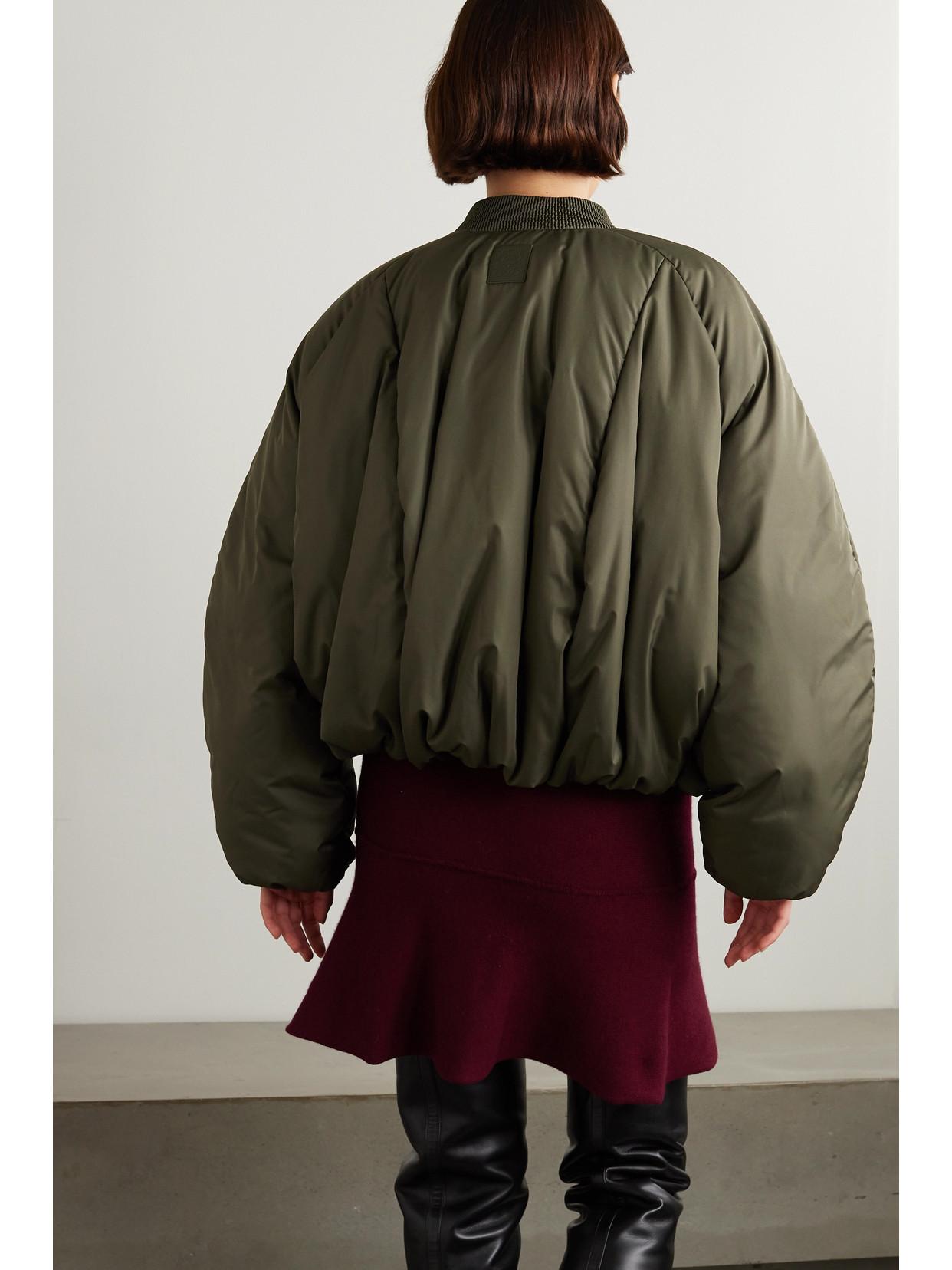 Loewe Leather-Trimmed Padded Shell Bomber Jacket in Green | Lyst Loewe Leather-Trimmed Padded Shell Bomber Jacket in Green | Lyst