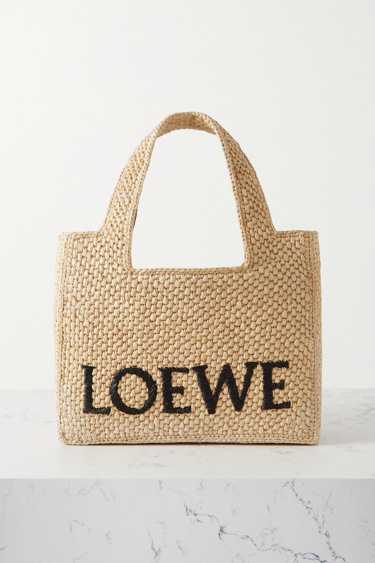 LOEWE logo-embroidered Raffia Tote Bag - Farfetch
