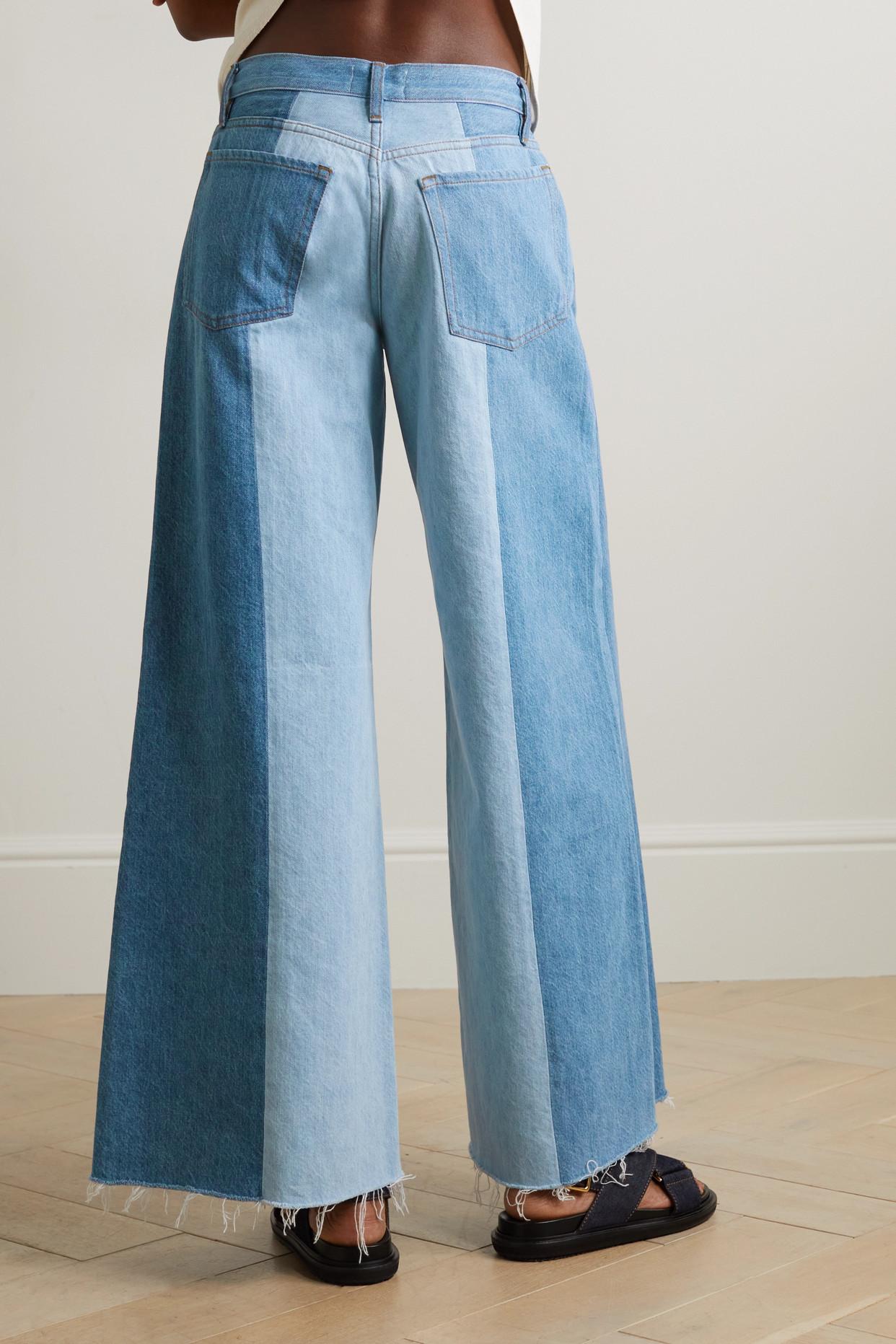 FRAME Paneled Two-tone High-rise Wide-leg Jeans in Blue | Lyst UK