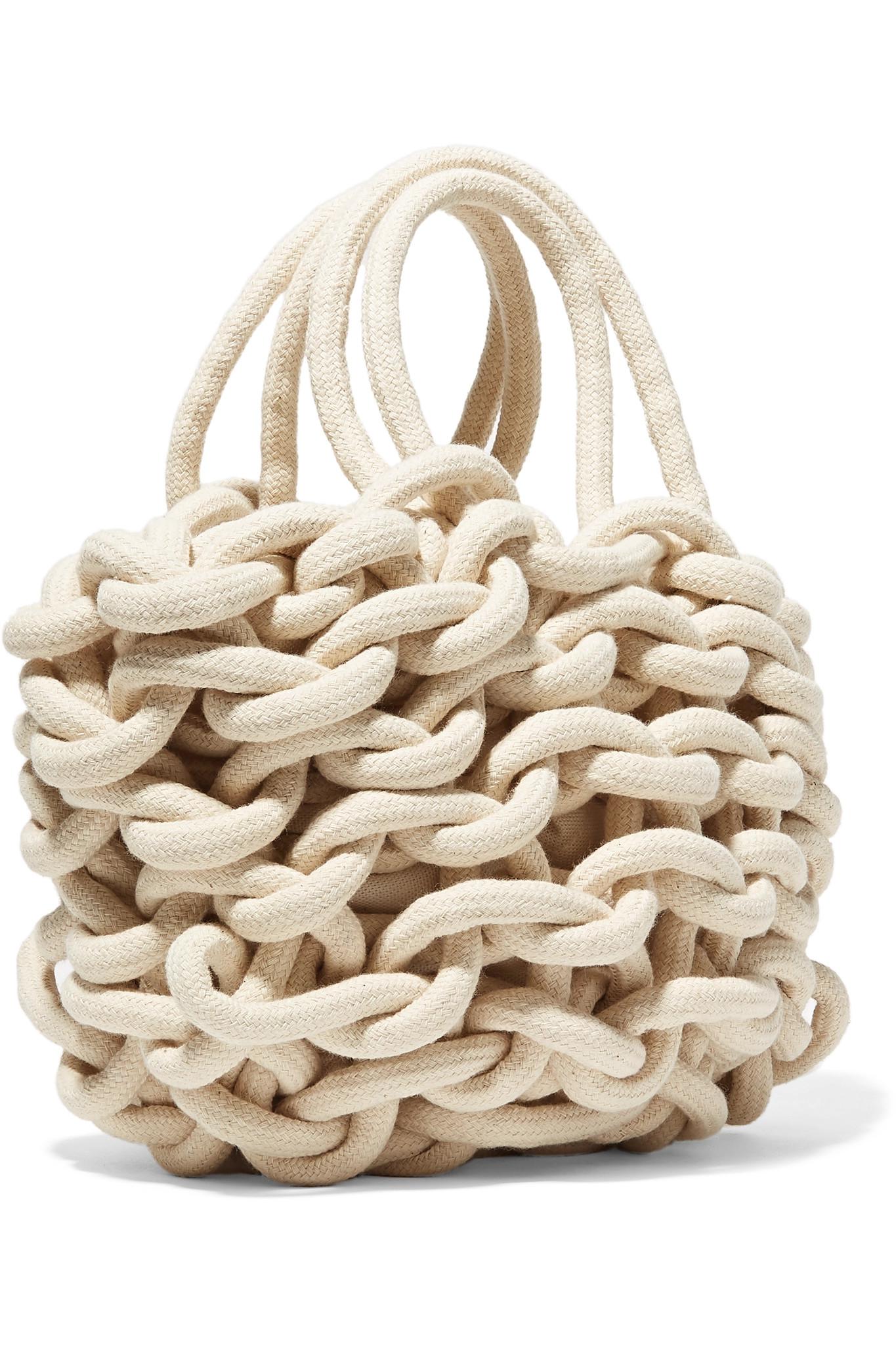 Alienina Woven Cotton Bucket Bag in White - Lyst