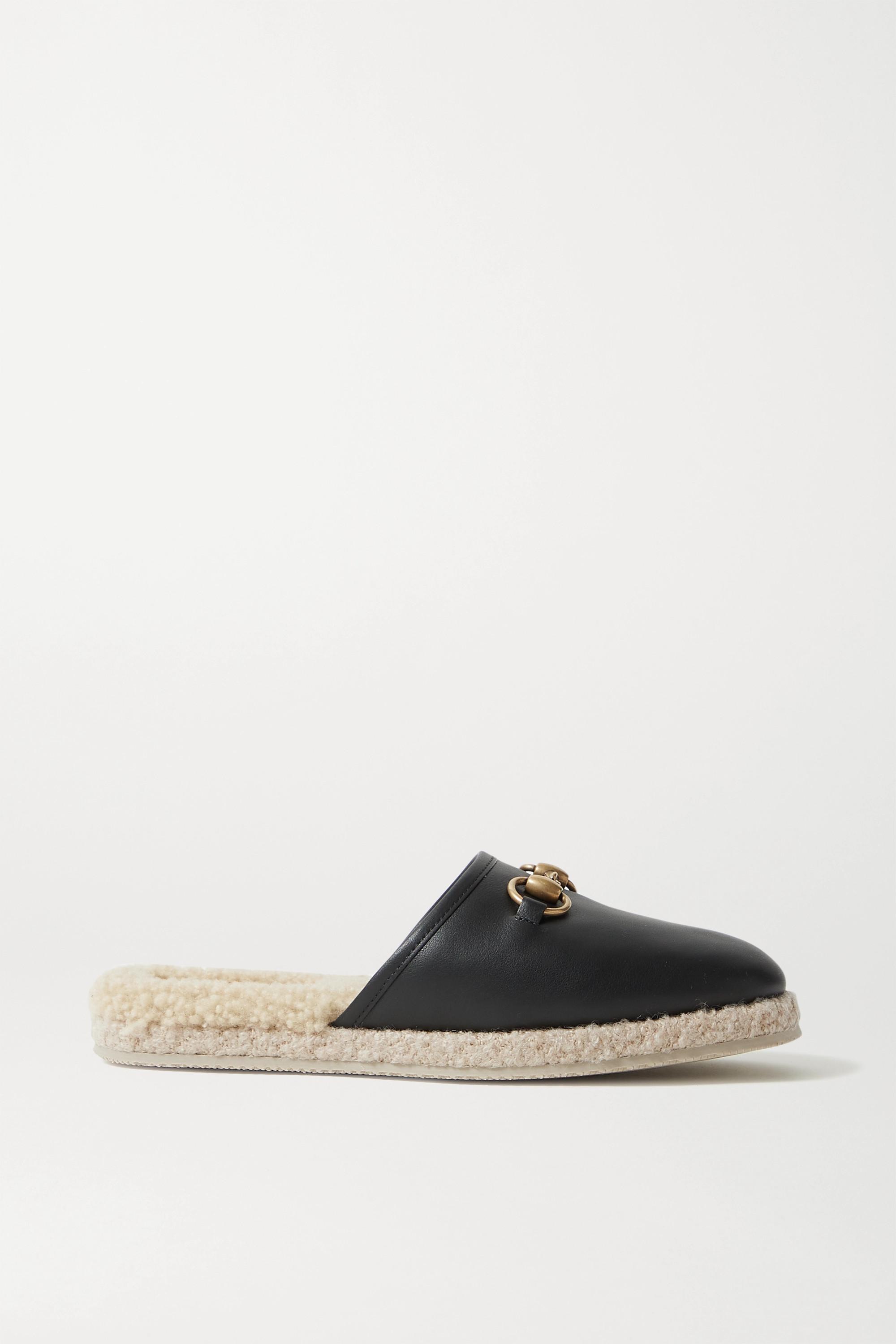 Gucci Shearling-Lined Horsebit Slippers