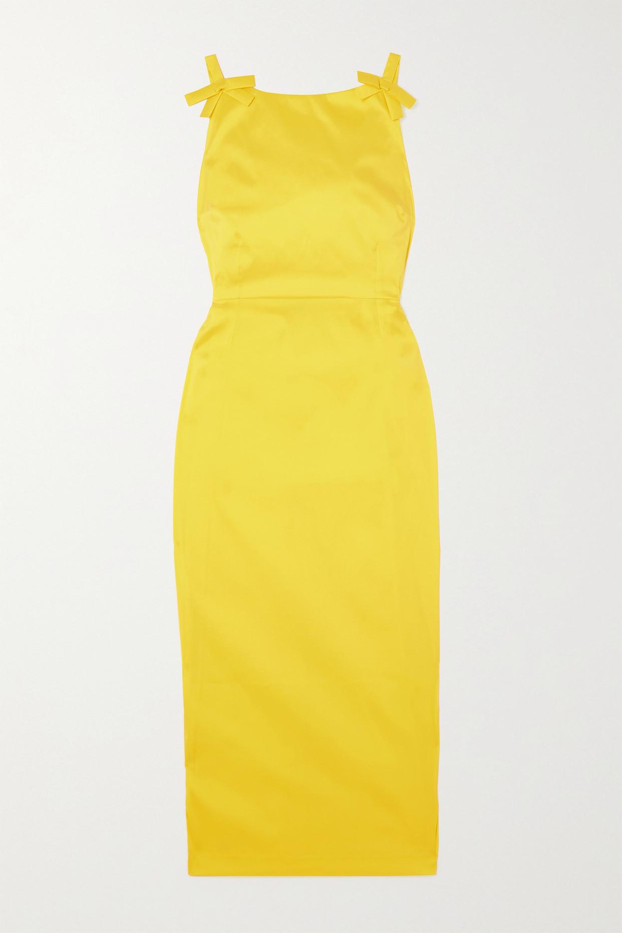 BERNADETTE Kim Open-back Bow-embellished Taffeta Midi Dress in Yellow ...