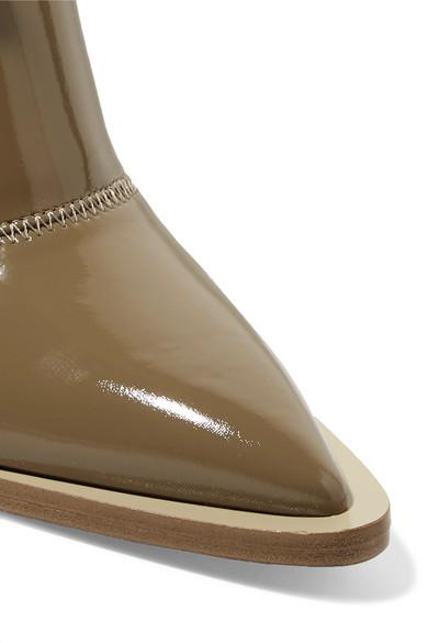Fendi Logo Harness Pointy Toe Knee High Boot in Brown | Lyst