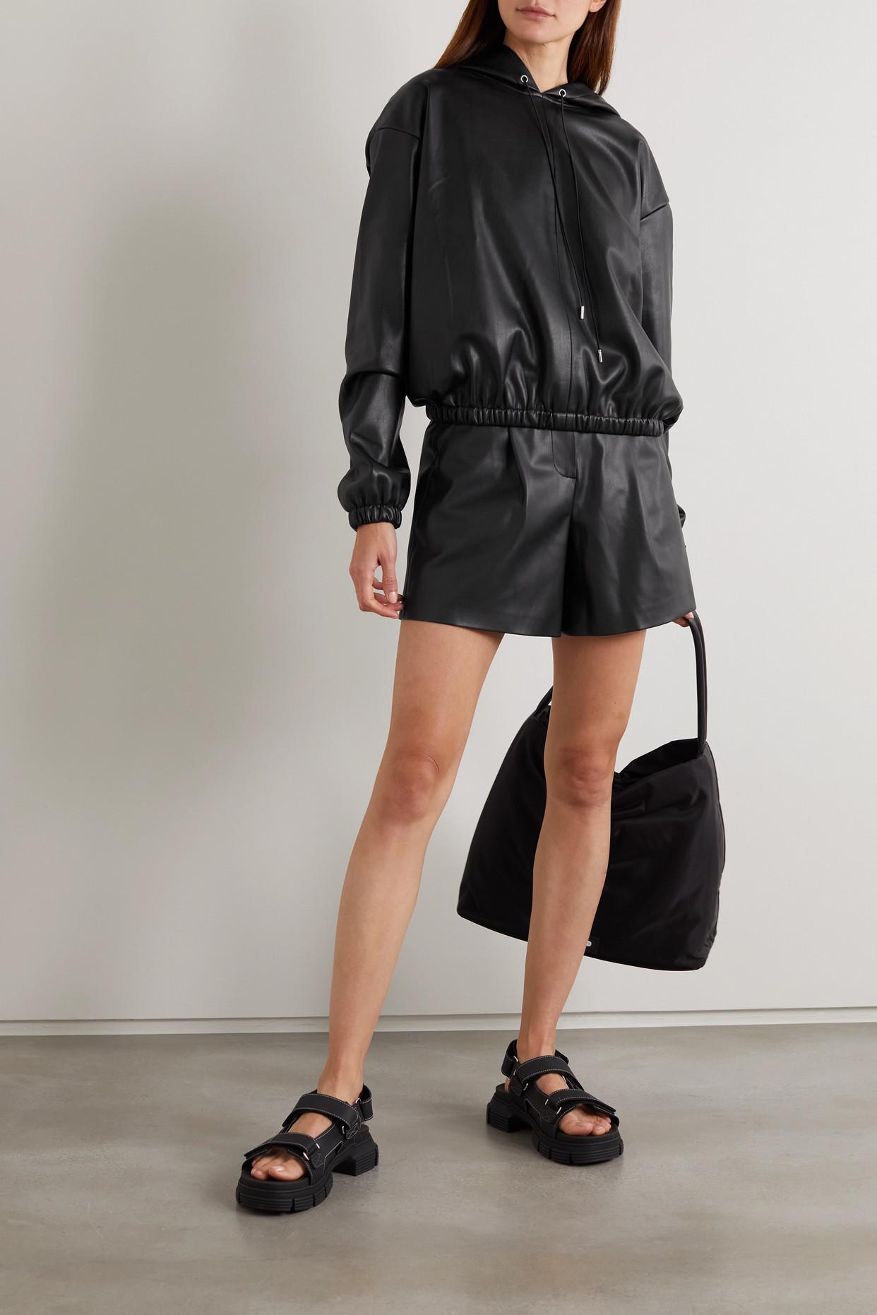 Frankie Shop Manon Pleated Faux Leather Shorts in Black - Lyst