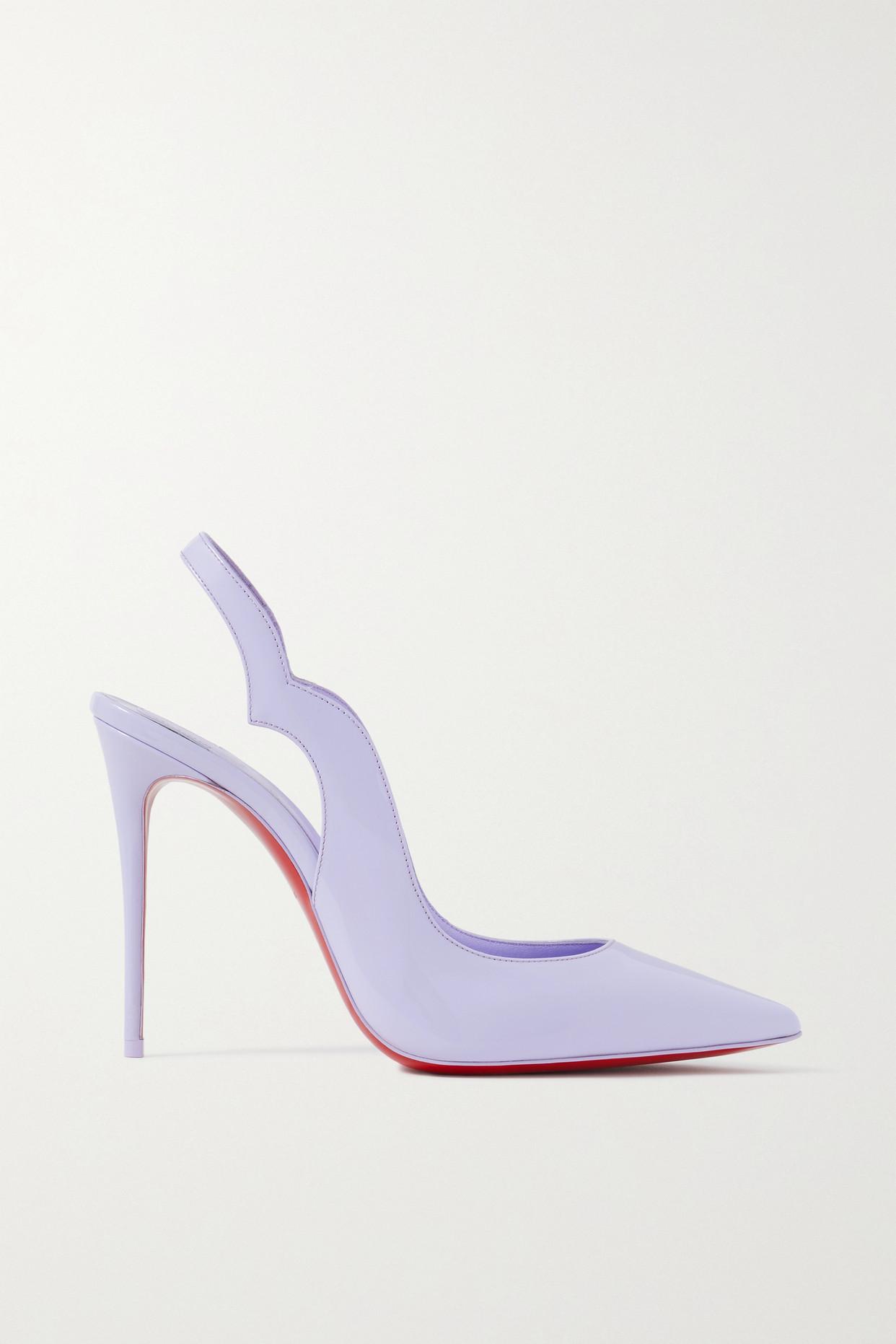 Christian Louboutin Hot Chick Sling Patent-leather Slingback Pumps in White  | Lyst