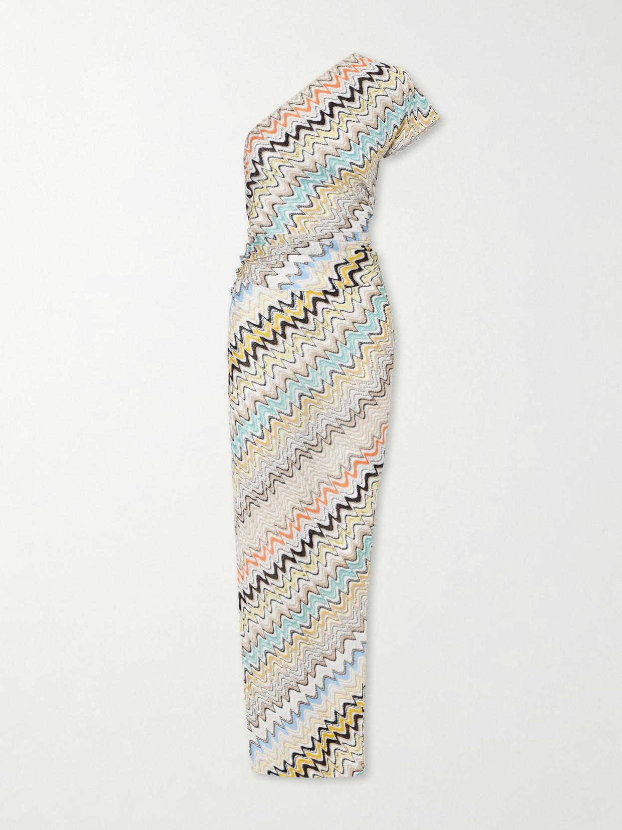 chinese dress ladies METALLIC STRIPED CROCHET-KNIT HALTERNECK MAXI DRESS  Rent UR Wardrobe