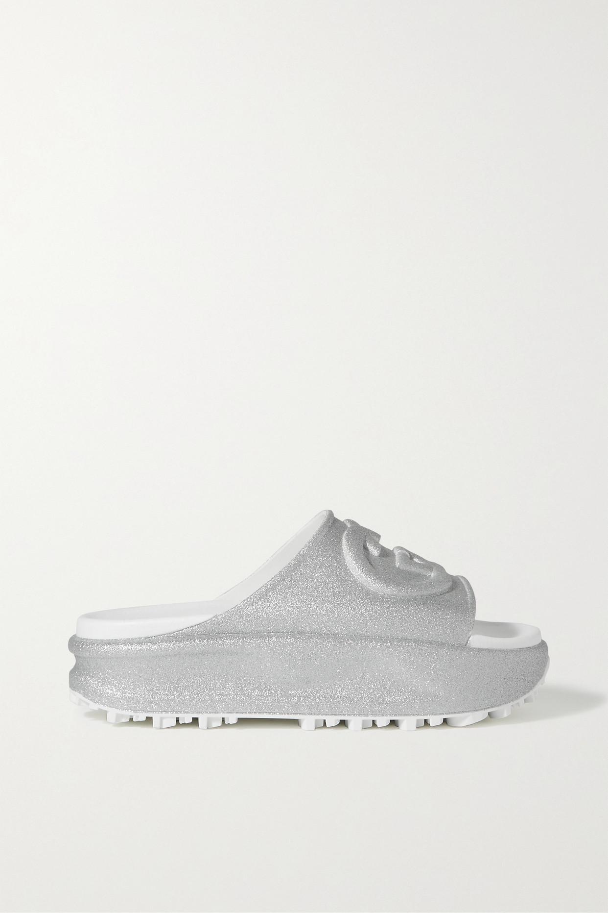 Gucci Miami Rubber Platform Slides in Gray Lyst