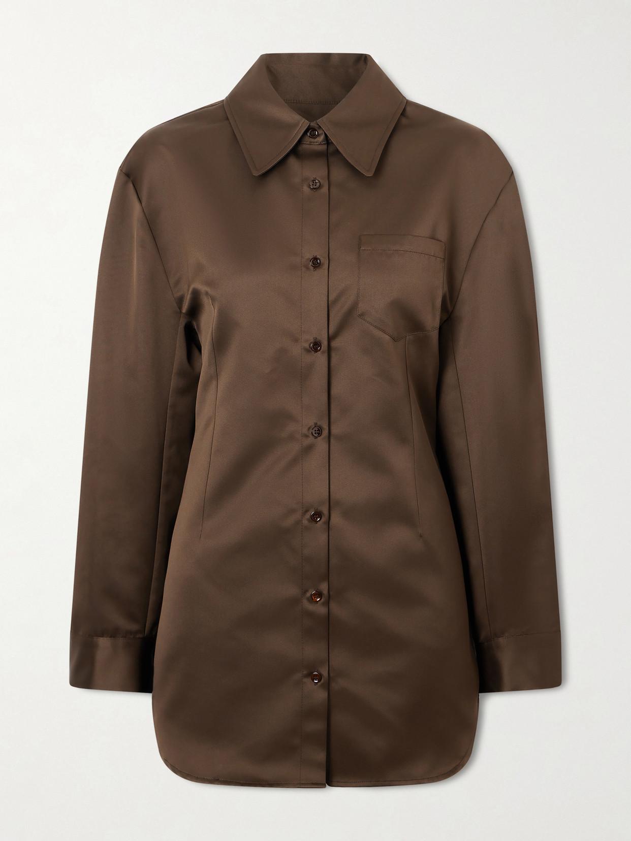 Designer Brown Satin Shirt Dresses for Women - Up to 83% off | Lyst