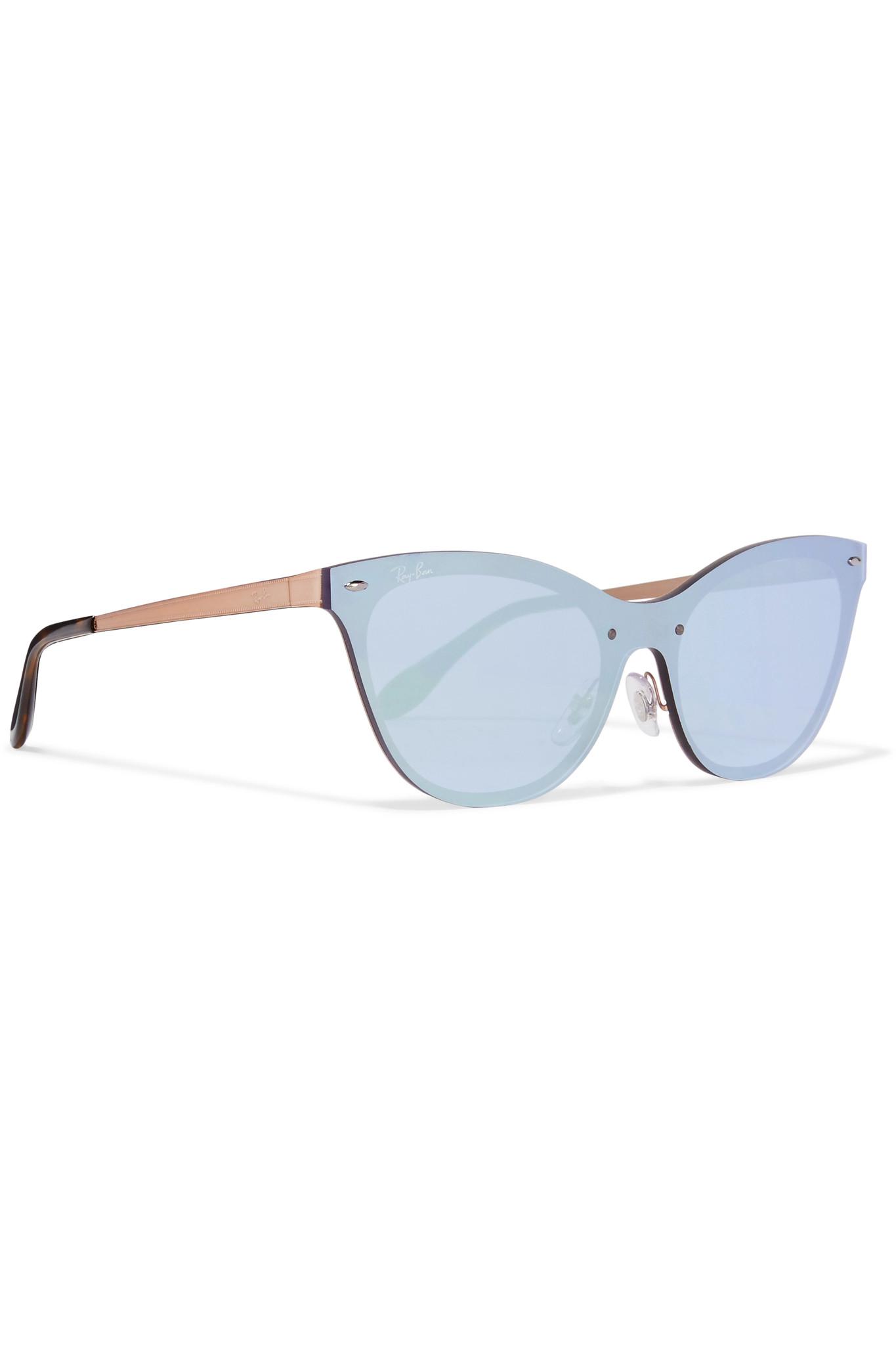 Ray Ban Cat Eye Acetate Mirrored Sunglasses In Blue Lyst