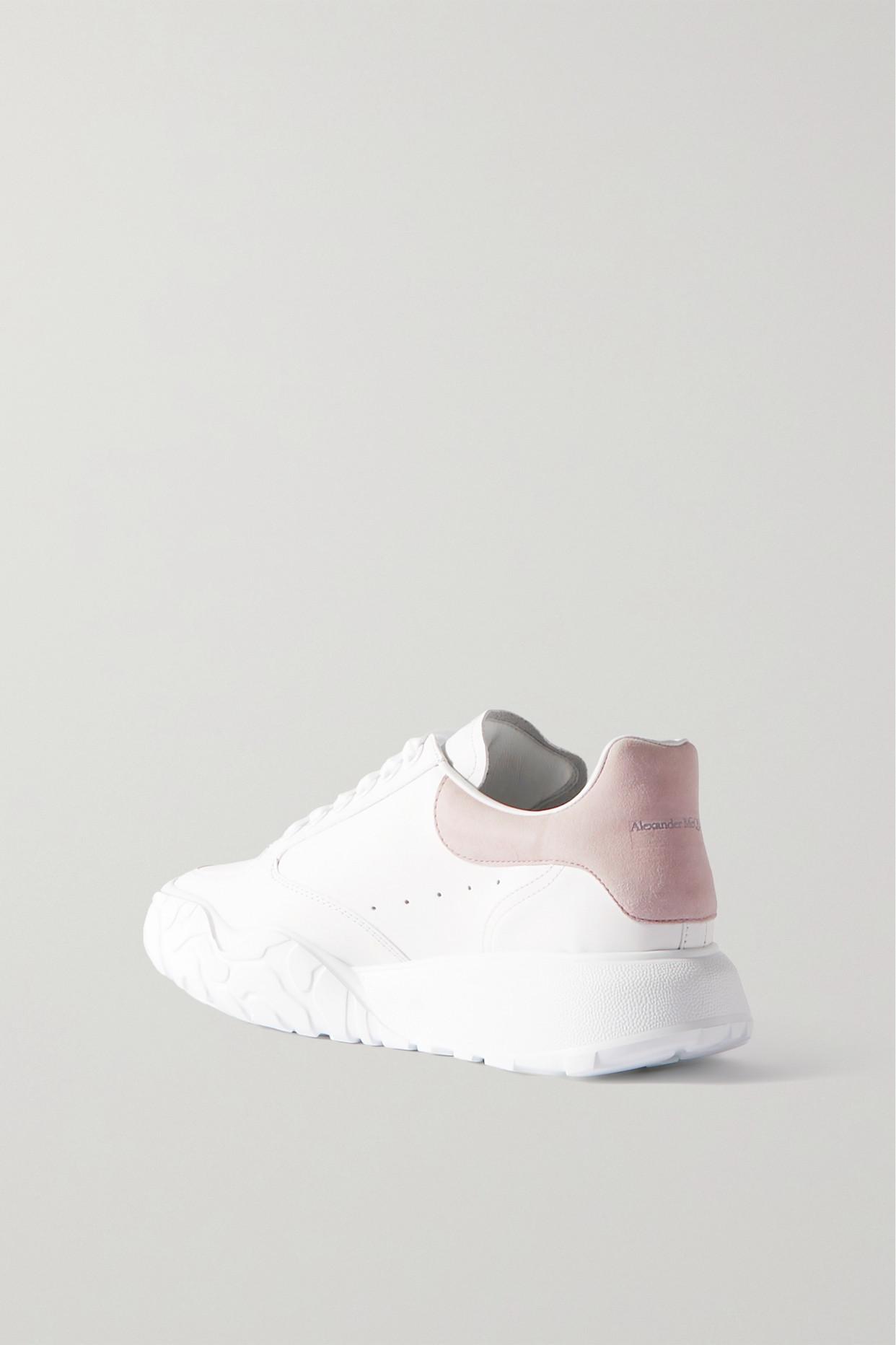 Alexander McQueen Suede-trimmed Leather Exaggerated-sole Sneakers in White  | Lyst