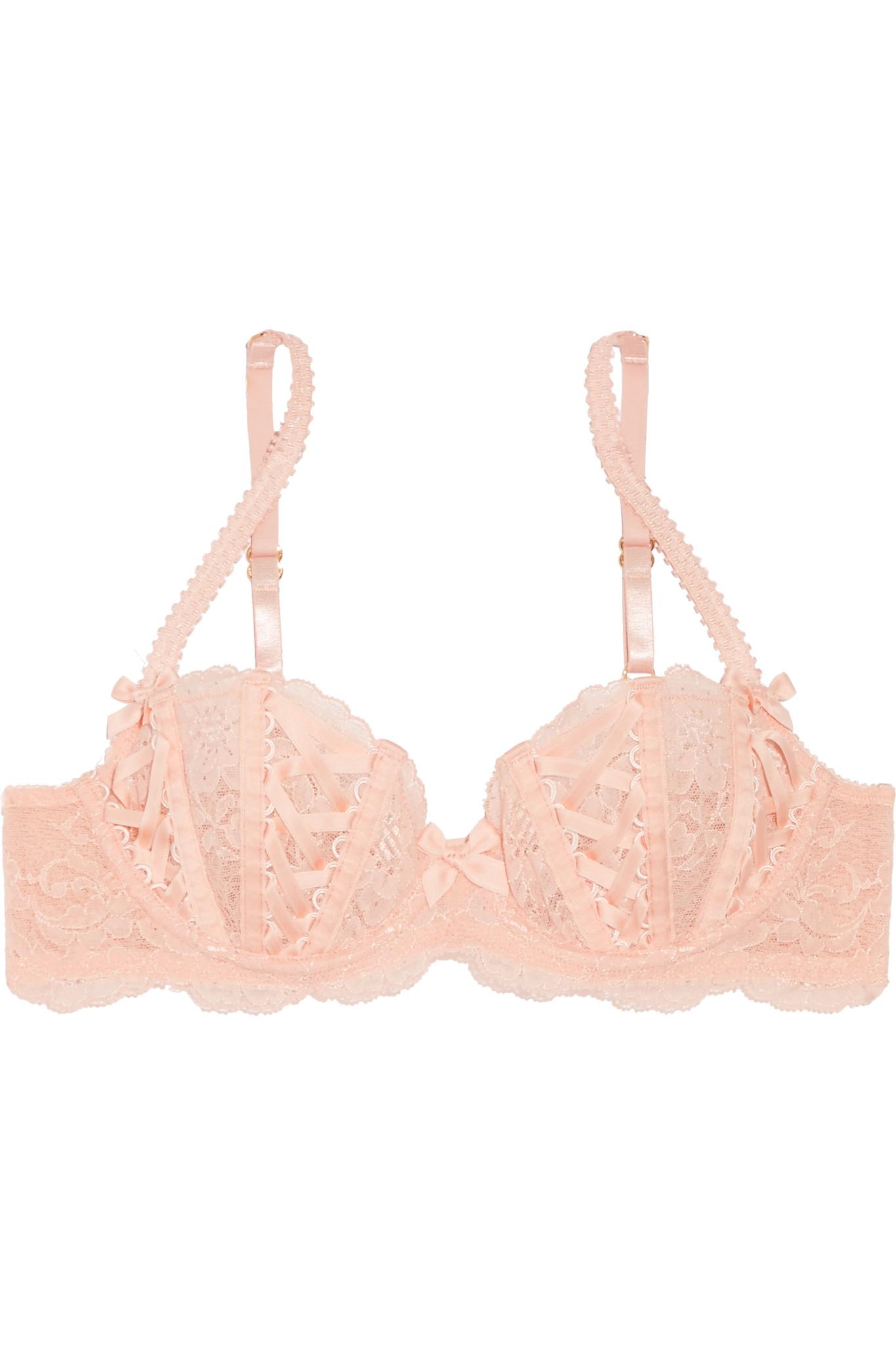 Agent Provocateur Peachy Satin-trimmed Stretch-leavers Lace Underwired ...