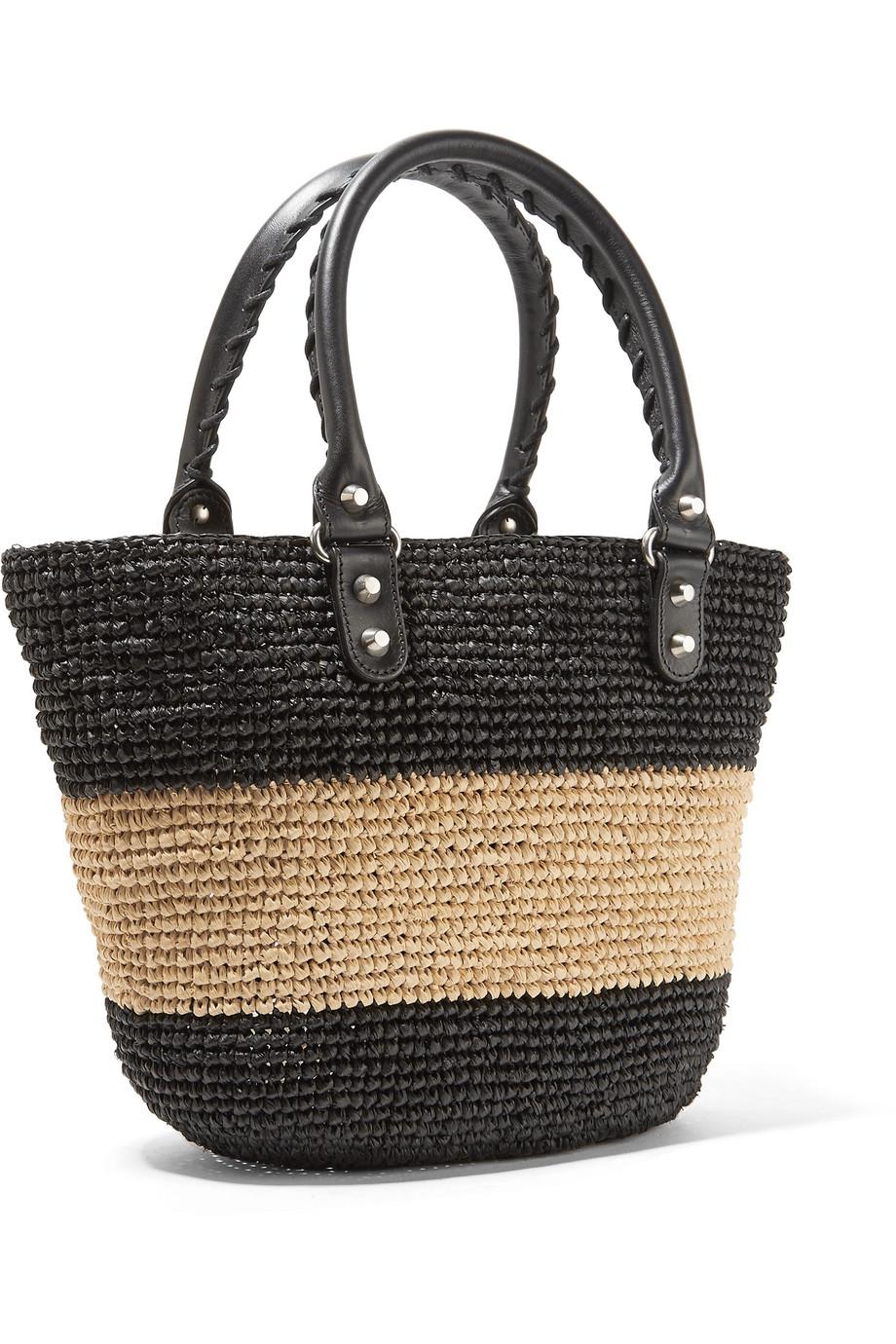Balenciaga Panier Leather-trimmed Two-tone Raffia Tote in Beige (Natural) |  Lyst