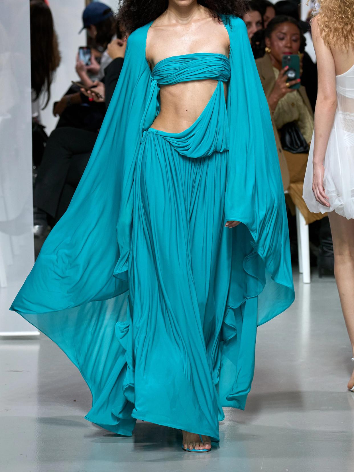 Christopher Esber Gyre Cape-Effect Cut-Out Jersey Maxi Dress in Blue | Lyst Christopher Esber Gyre Cape-Effect Cut-Out Jersey Maxi Dress in Blue | Lyst