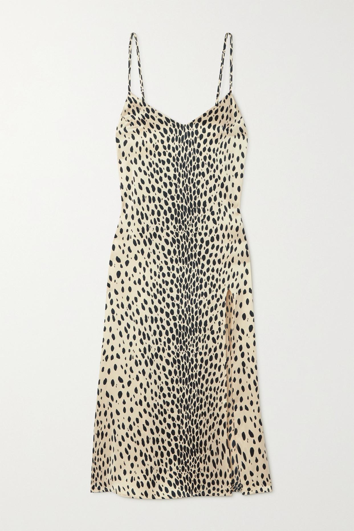 Reformation Britten Cheetah-print Silk-satin Midi Dress | Lyst