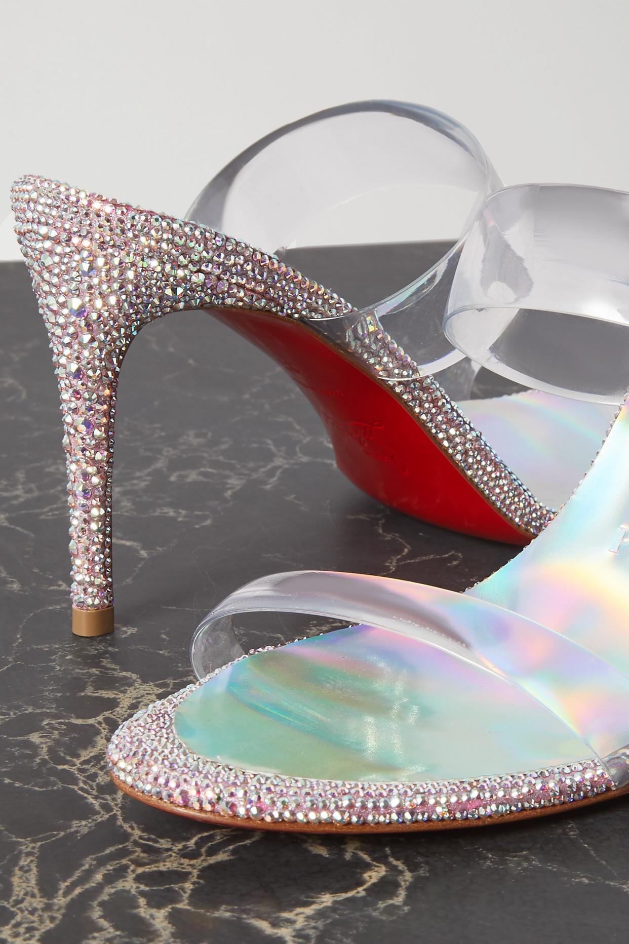 Christian Louboutin Just Strass 85 Crystal-embellished Pvc And Iridescent  Leather Sandals in Metallic | Lyst