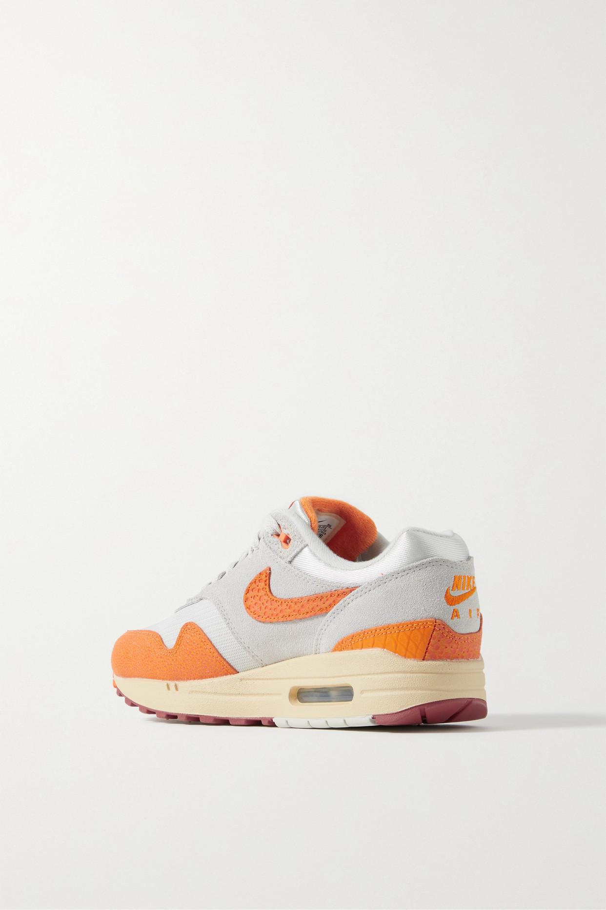 Nike Air Max 1 Suede, Mesh And Croc Effect-trimmed Leather Sneakers in  Orange | Lyst