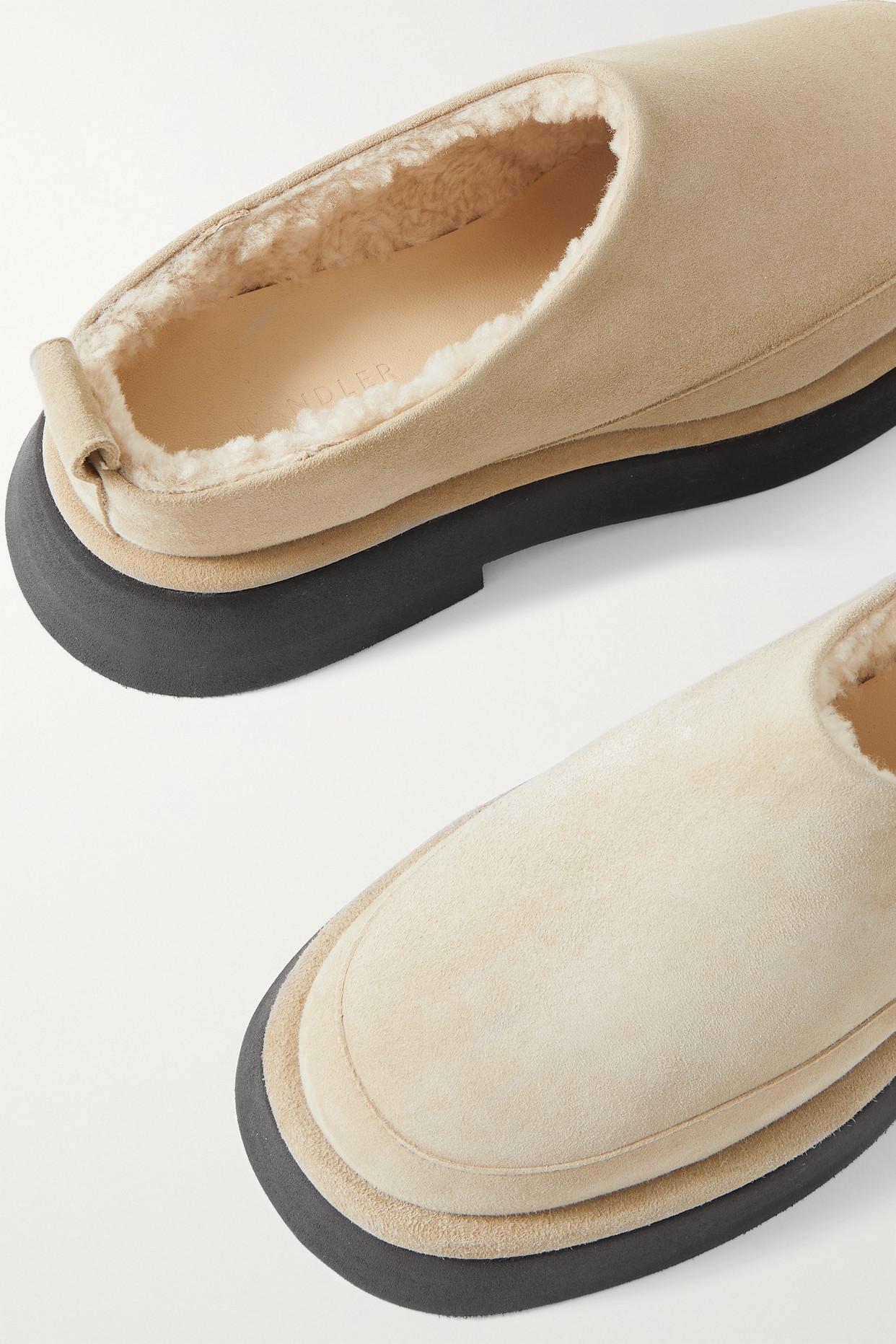 Wandler Rosa Shearling-lined Suede Slippers in Natural | Lyst