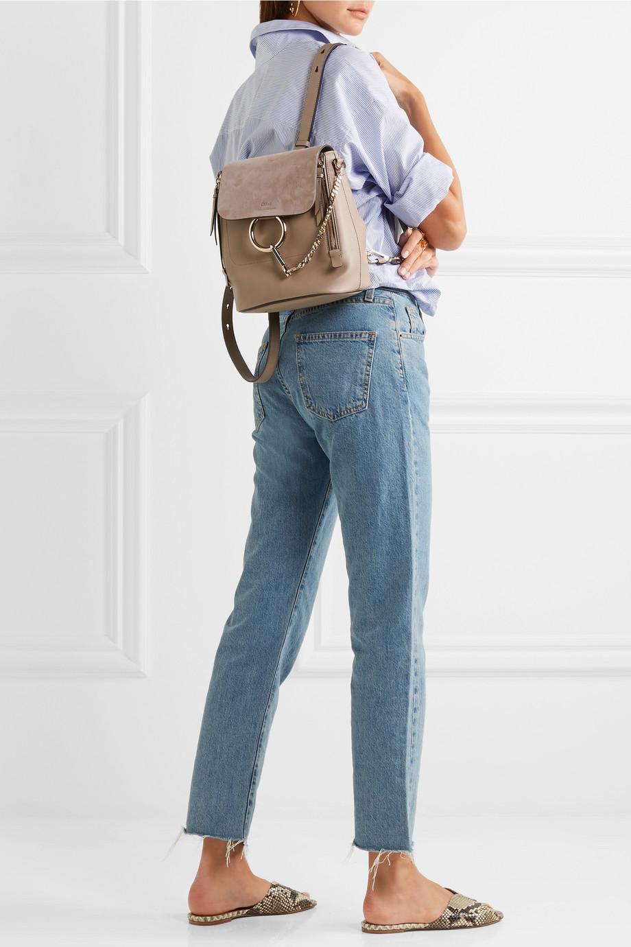 mini faye leather & suede backpack