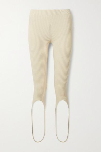 Jacquemus Albi Ribbed-knit Stirrup Leggings in White