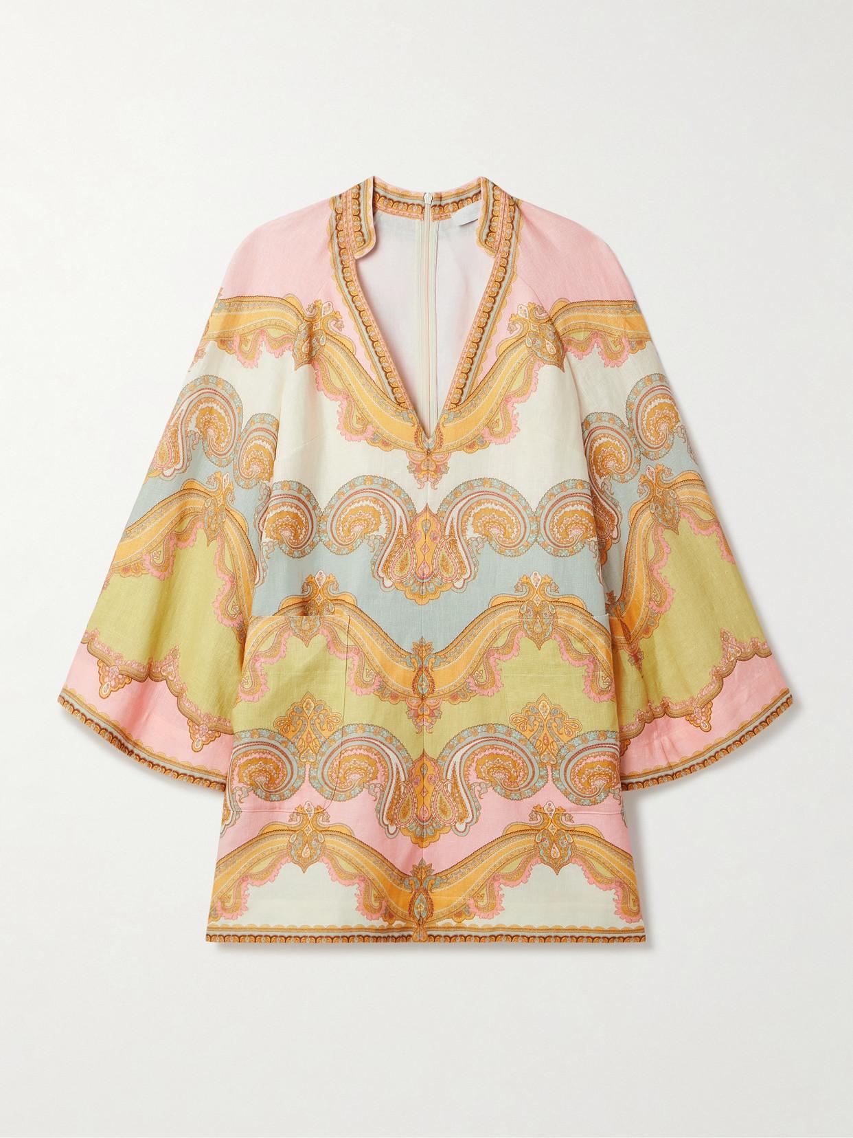 ワンピース ZIMMERMANN MAXINE PRINTED LINEN MINI DRESS Zimmermann Maxine Paisley Linen Tunic Minidress | Saks Fifth