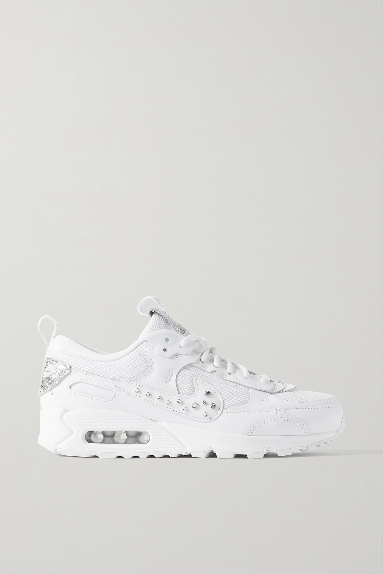 Nike Air Max 90 Futura Crystal-embellished Leather And Mesh Sneakers in  White | Lyst