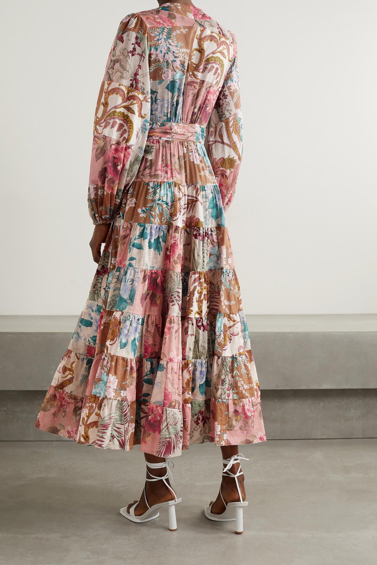 Zimmermann Cassia Patchwork Floral-print Cotton-voile Wrap Dress | Lyst
