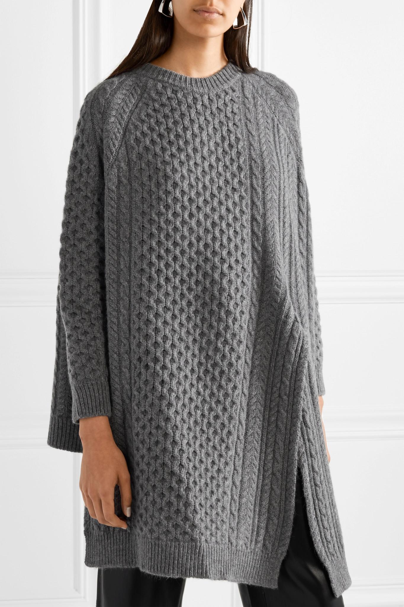 Stella McCartney Oversized Asymmetric Cable-knit Wool And Alpaca-blend  Sweater in Gray | Lyst