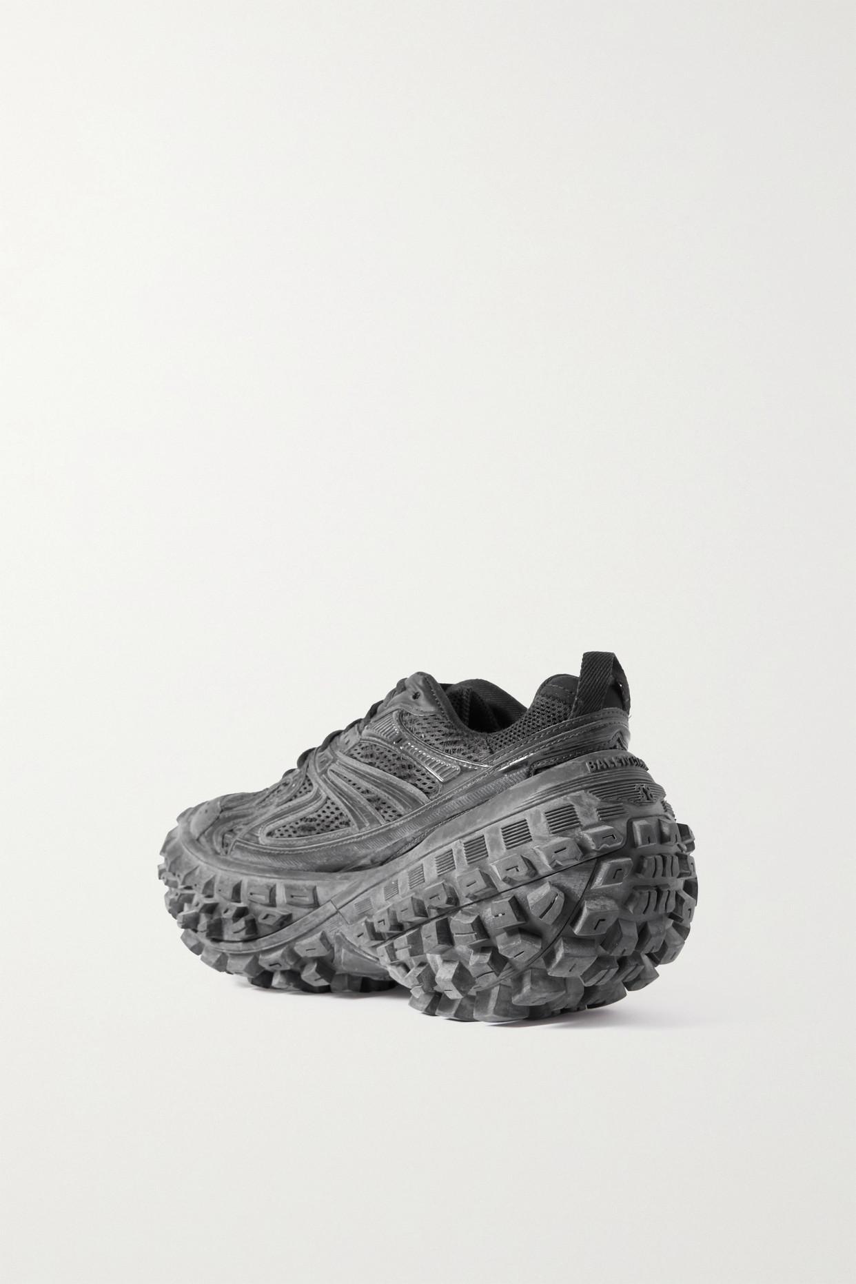Balenciaga Defender Mesh And Rubber Platform Sneakers in Gray | Lyst