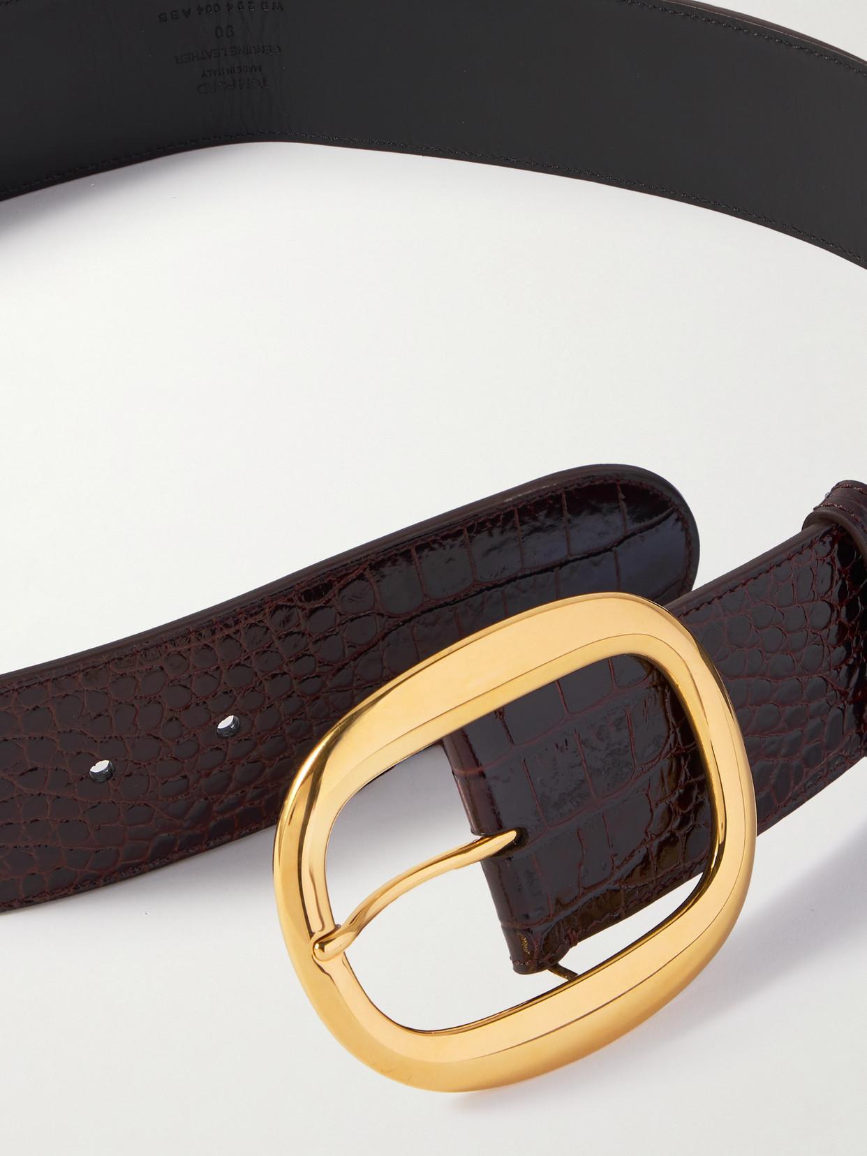【Tom Ford】ロゴ croc-effect patentレザーベルト Tom Ford - Monogram croc-effect leather belt TOM FORD