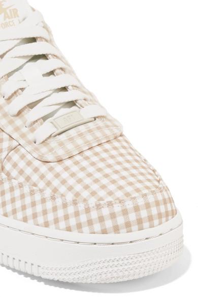 Nike Air Force 1 Leather And Pvc-trimmed Gingham Canvas Sneakers in Natural  | Lyst