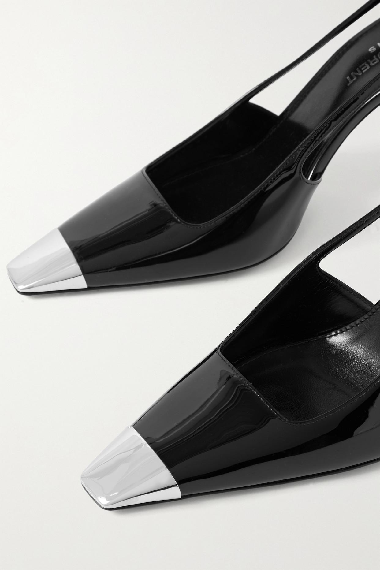 Blade 110 Patent Leather Slingback Pumps in Black - Saint Laurent